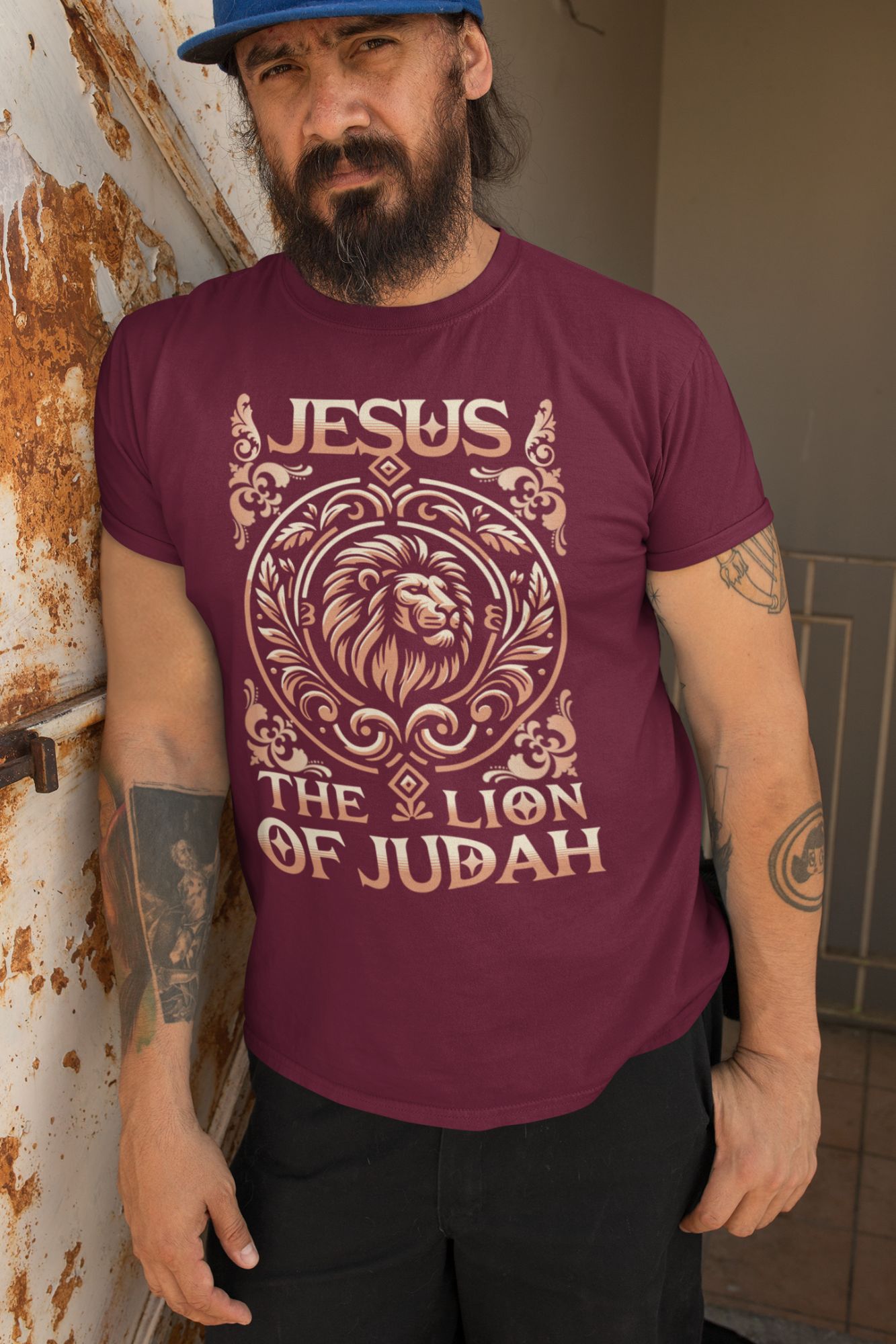 Jesus The Lion Of Judah Graphic T-Shirt In Black — back view thumbnail