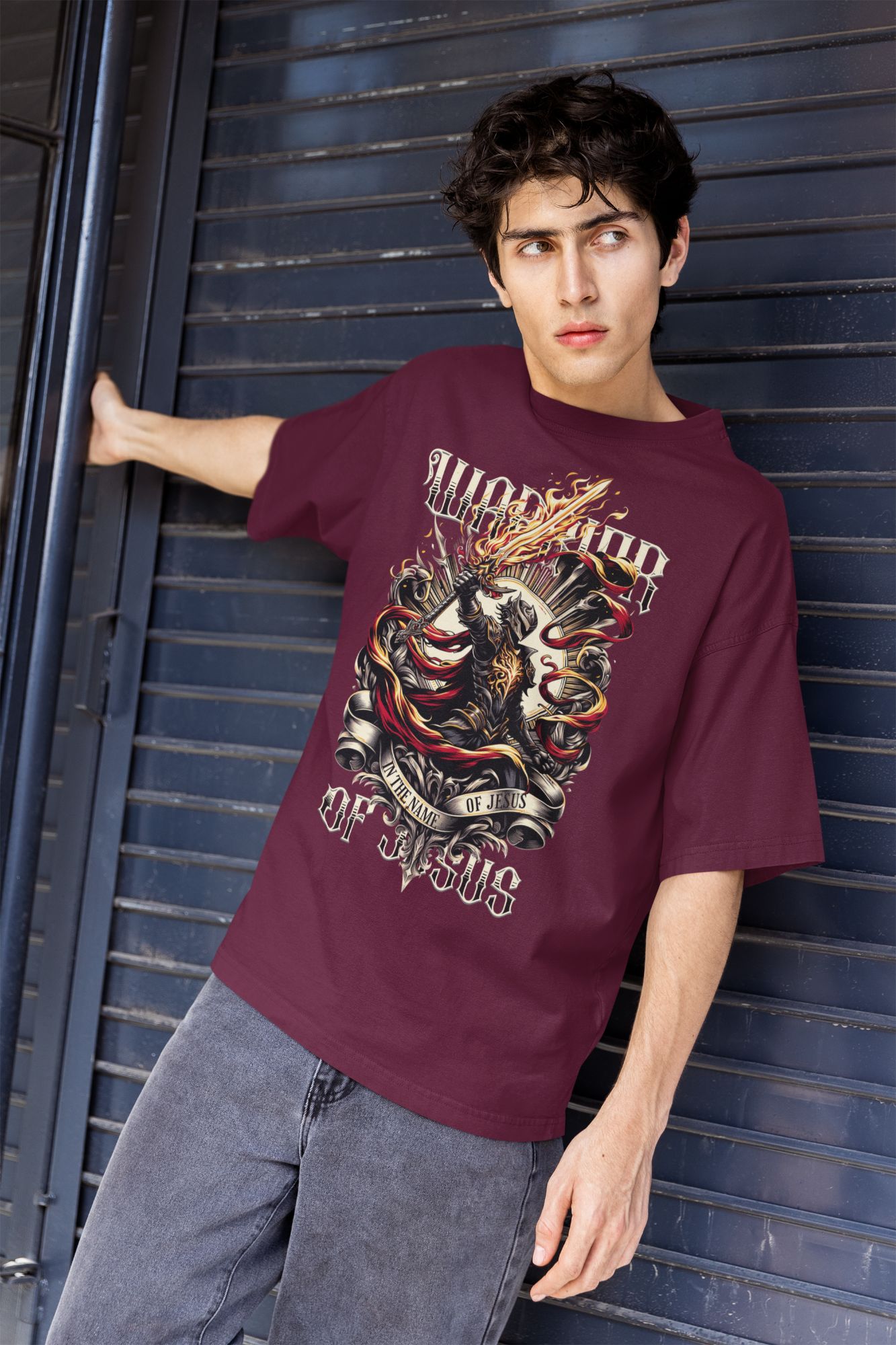 Warrior Of Jesus Graphic Christian T-Shirt Unisex Fit 100% Cotton Multiple Colors Available — back view thumbnail