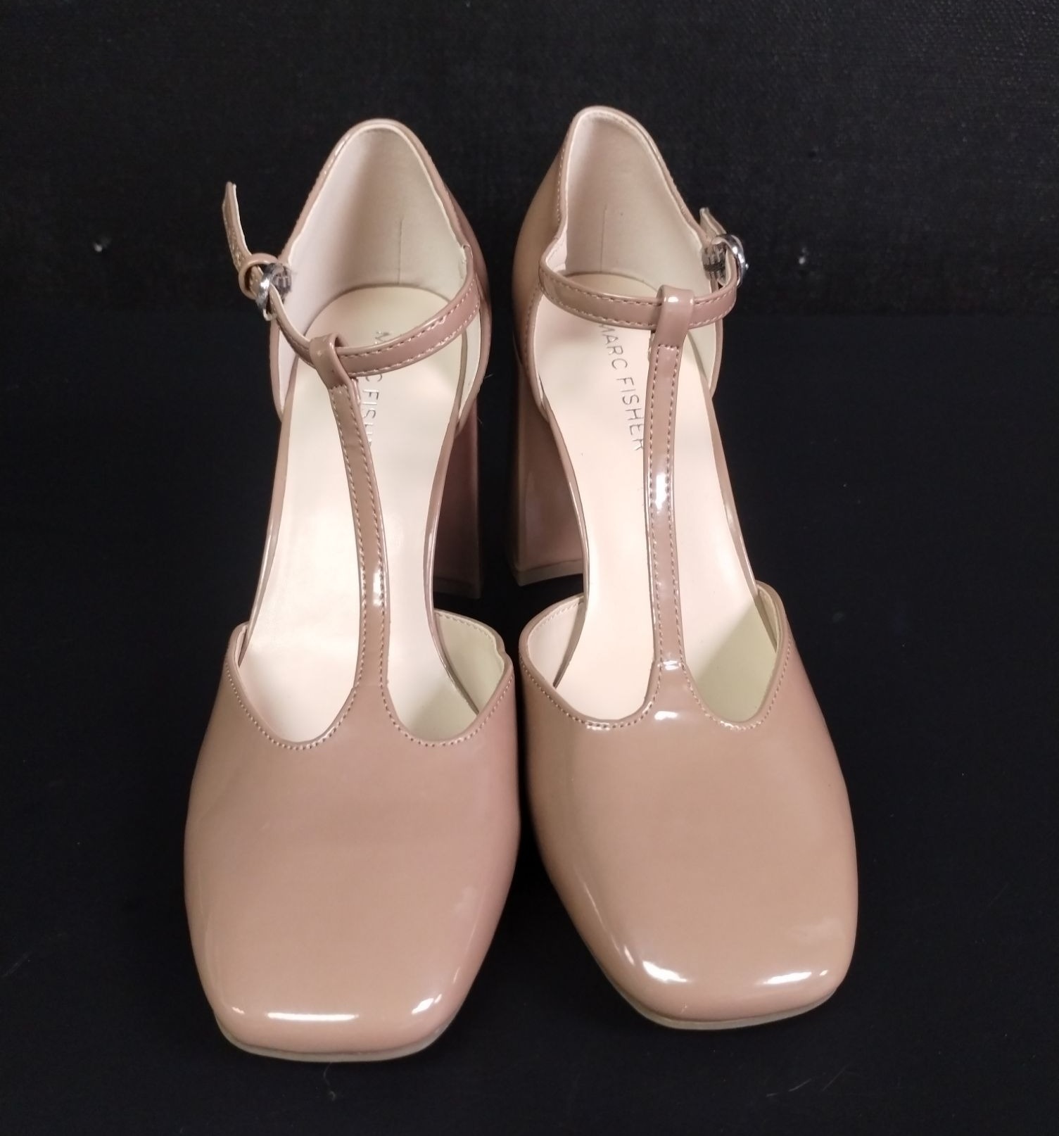 Women's Tan T-Strap Block Heels .5M