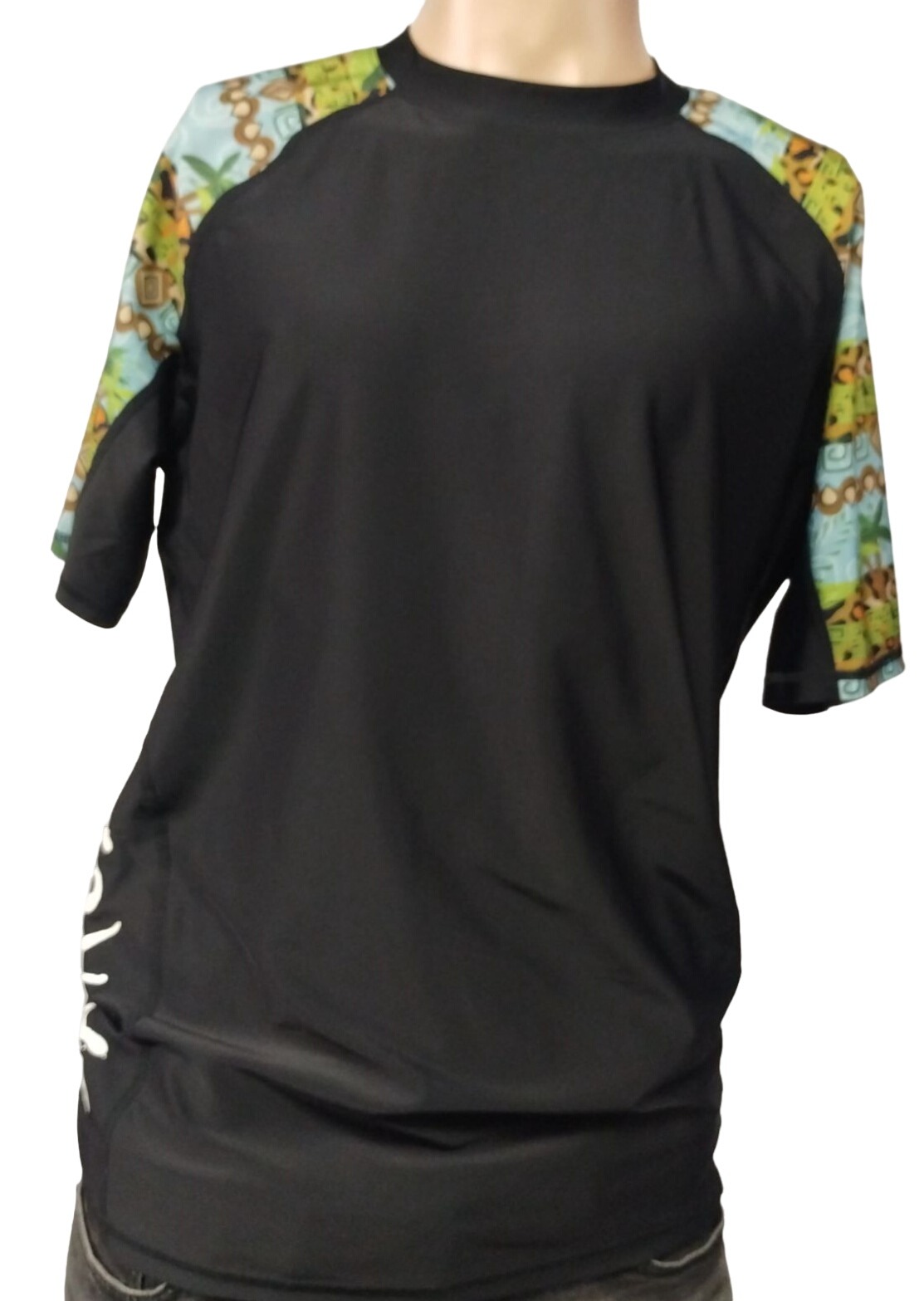 Men's Short sleeve Shirt Black/Multicolor Rash Guard