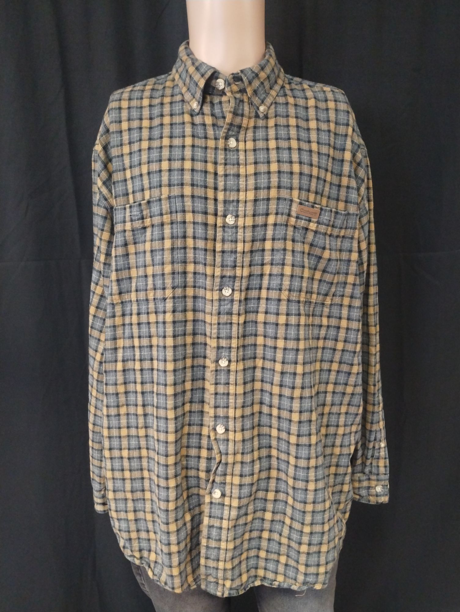 Men's Tan Plaid Shirt/Button Up Sz XL