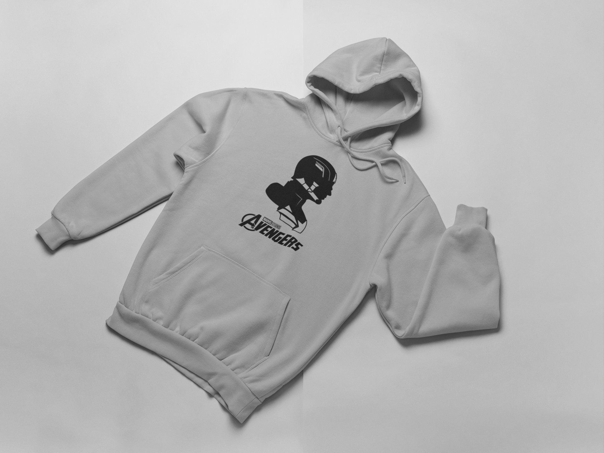 Captain America Silhouette Hoodie Gift for Her Marvel Studios Avengers Hoodie Gift for Him Unisex Graphic Pullover Hoodie Trendy Hoodie — back view thumbnail
