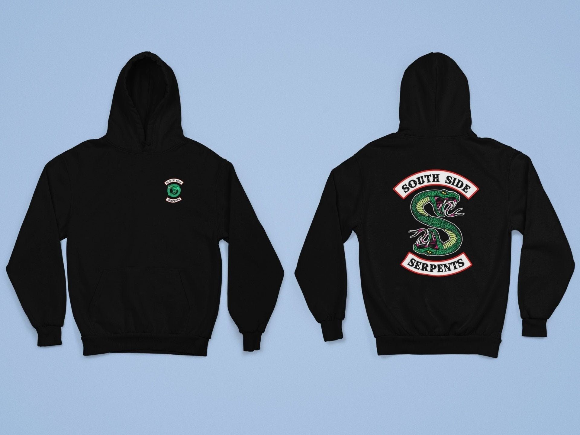 Unisex ‘South Side Serpents’ Graphic Printed Hoodie Gift for Her Riverdale Hooded Hoodie Gift for Him Aesthetic Clothes Oversized Hoodie — front view