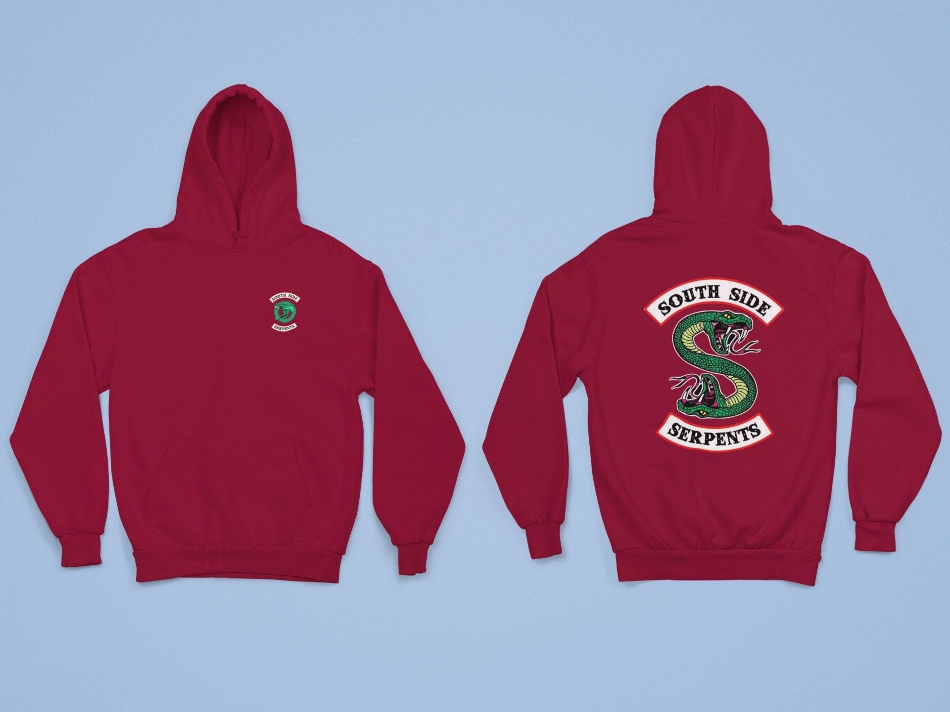 Unisex ‘South Side Serpents’ Graphic Printed Hoodie Gift for Her Riverdale Hooded Hoodie Gift for Him Aesthetic Clothes Oversized Hoodie — back view thumbnail