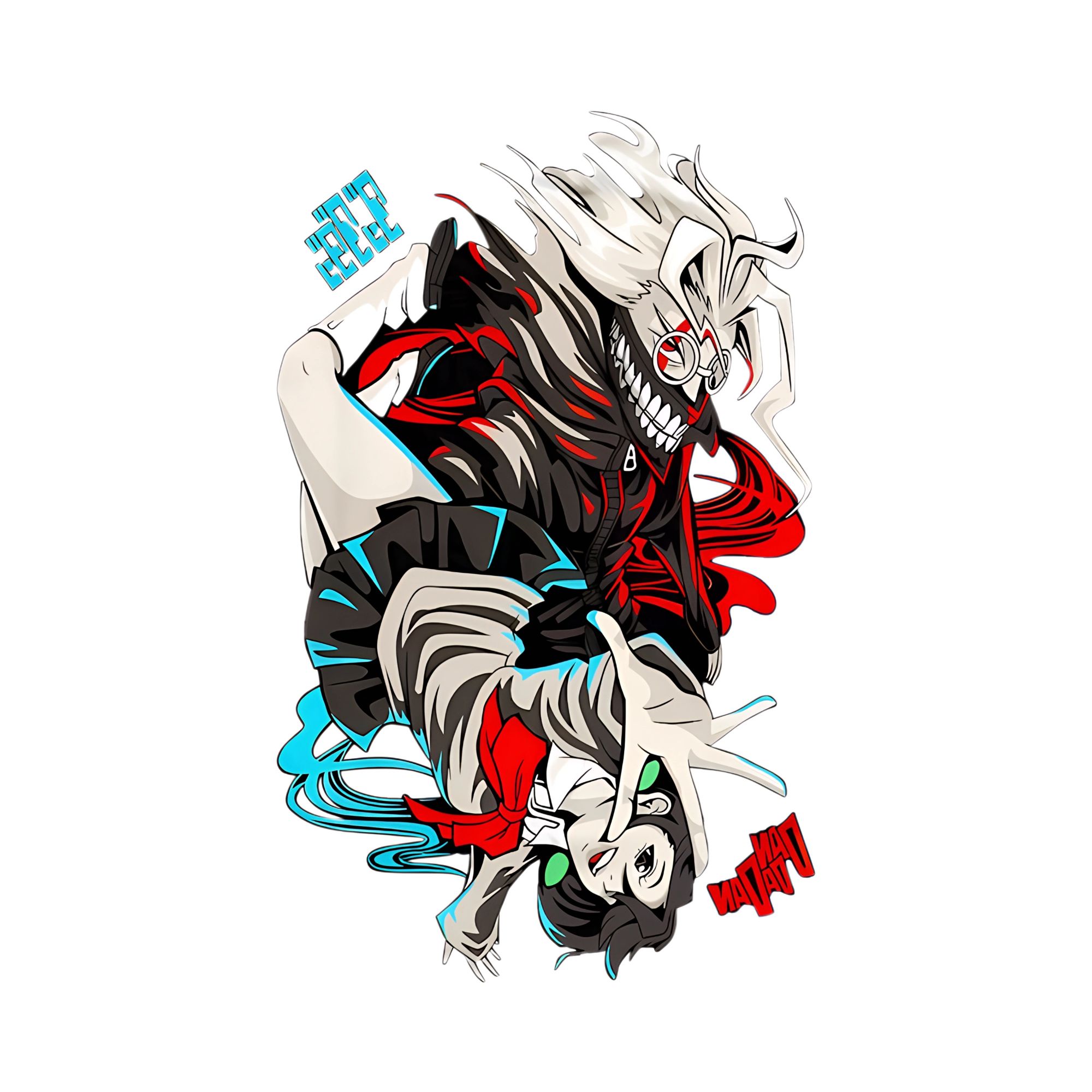 Dan Da Dan Unisex Hoodie With Bold Anime Print & Logo In White — back view thumbnail