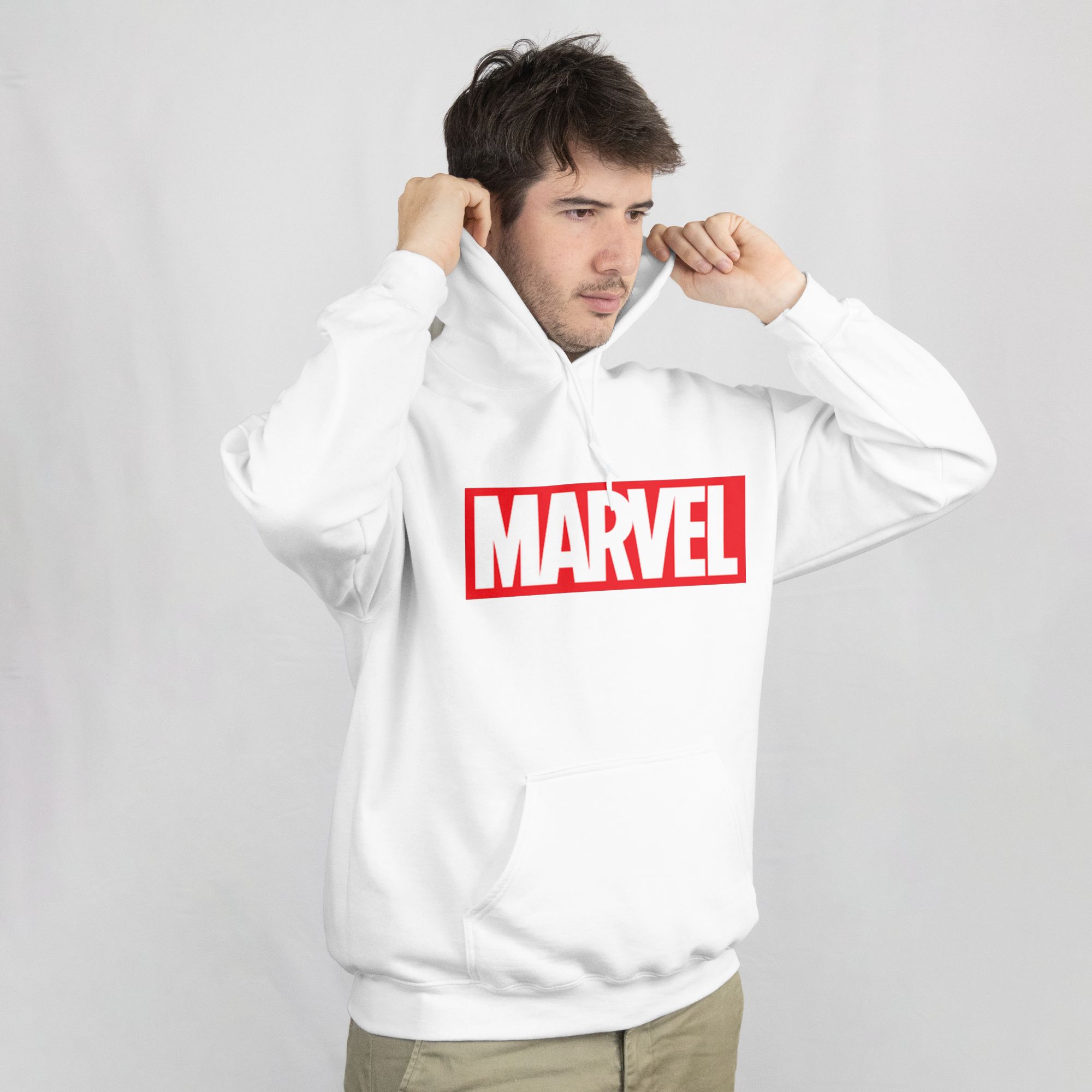 Marvel Logo Sweatshirt Hoodie & T-Shirt Collection — front view