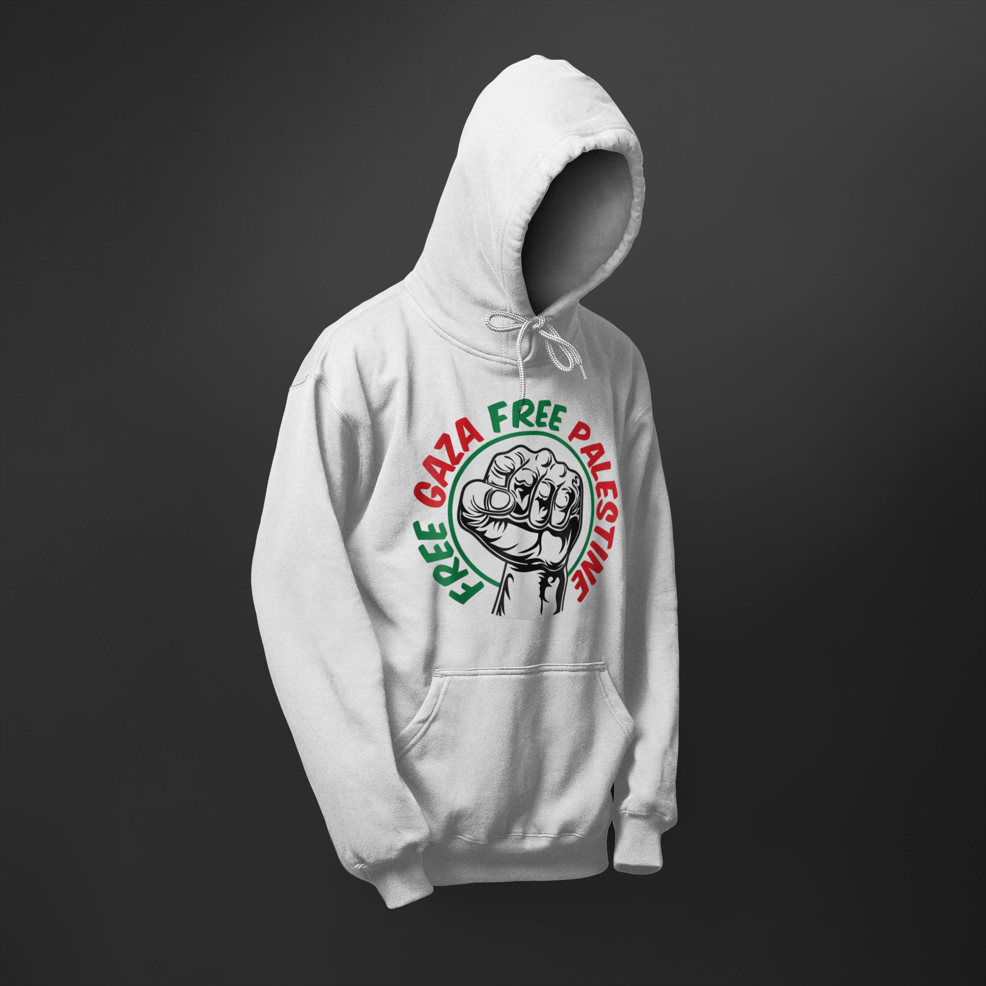 Free Gaza Free Palestine Graphic T-Shirt Hoodie Sweatshirt White Cotton Blend Unisex M — front view