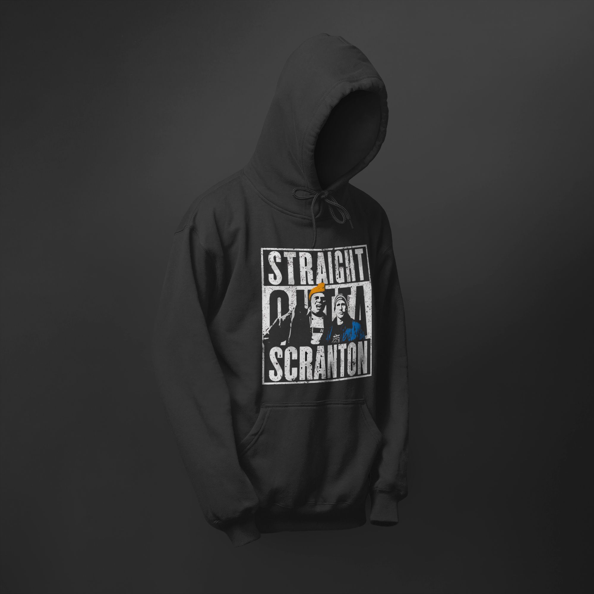 Straight Outta Scranton Graphic T-Shirt Sweatshirt & Hoodie Unisex Sizes M-XXL Black Cotton Blend — front view