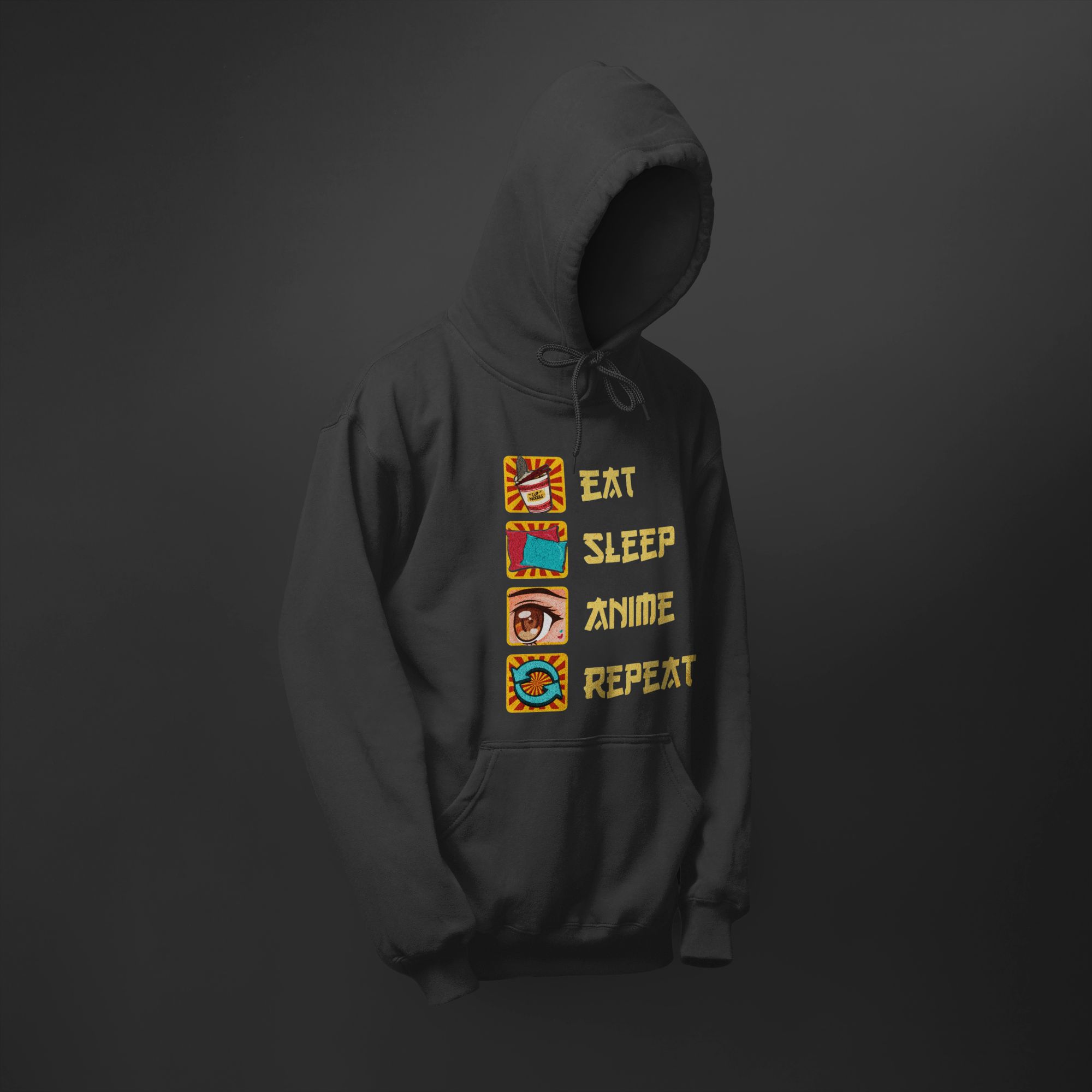 Eat Sleep Anime Repeat Graphic Tee Or Hoodie — front view