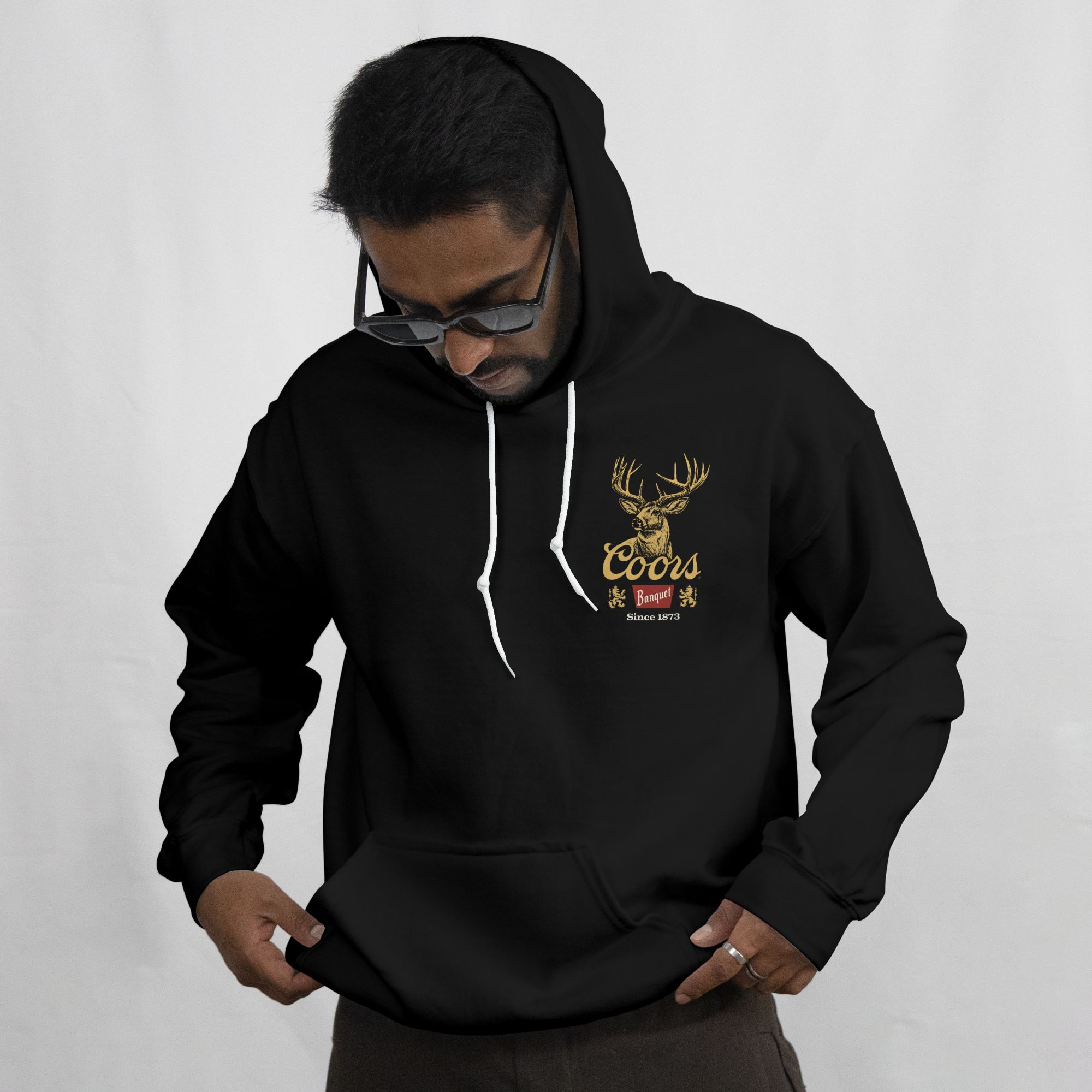 Coors Banquet Deer Logo Hoodie Sweatshirt & T-Shirt Bundle — front view