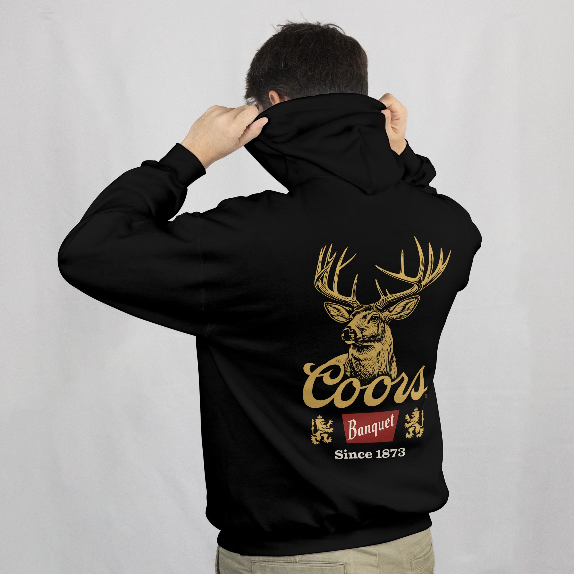 Coors Banquet Deer Logo Hoodie Sweatshirt & T-Shirt Bundle — back view thumbnail