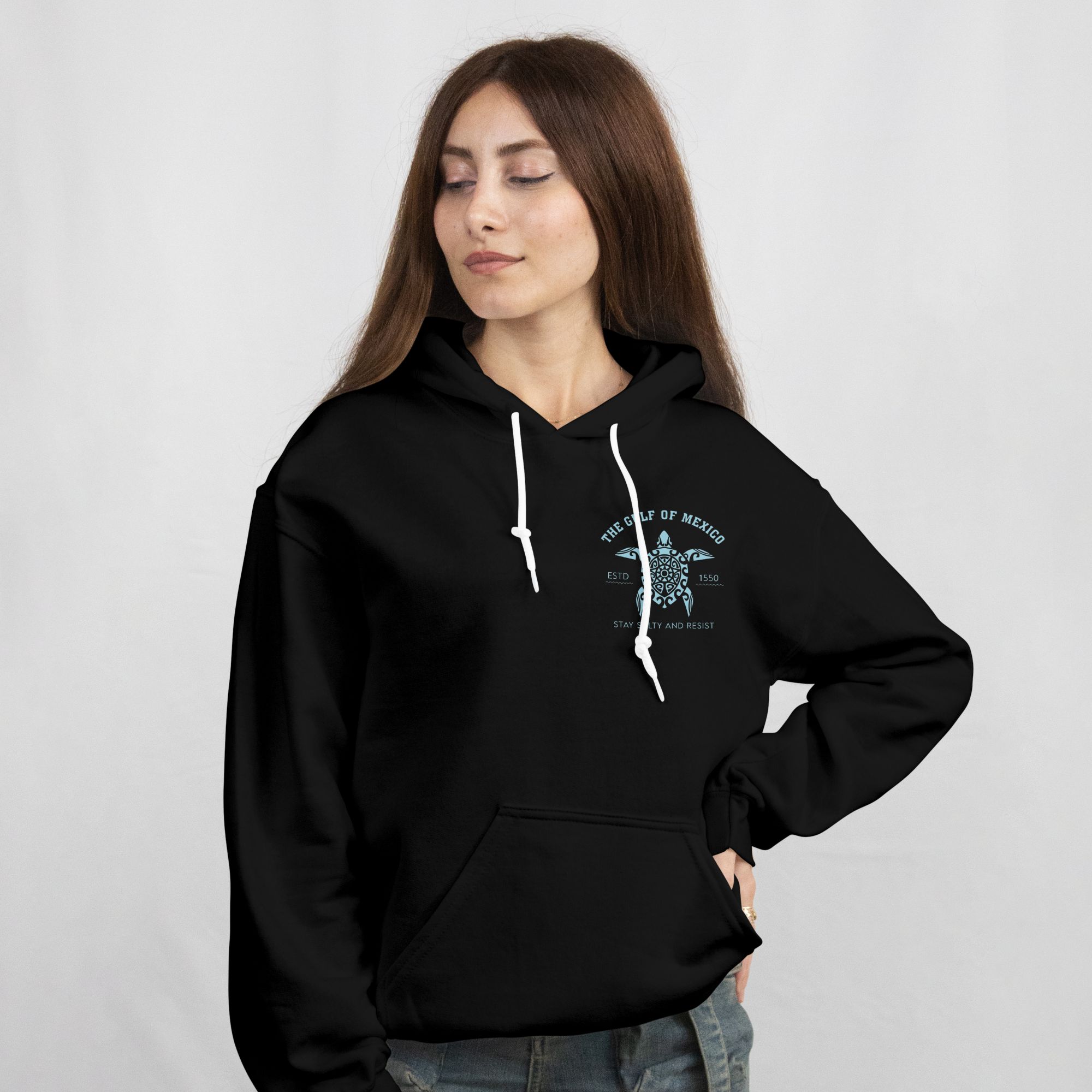 The Gulf Of Mexico Turtle Graphic Hoodie & T-Shirt Set — back view thumbnail