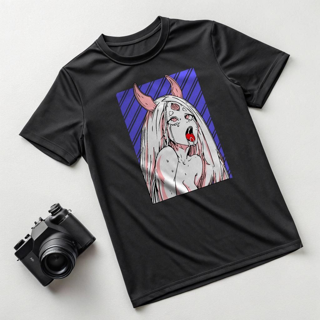 Anime Demon Girl T-Shirt - Edgy Manga Graphic Tee, Unisex, Sizes S-4XL — front view