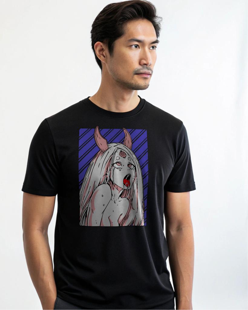 Anime Demon Girl T-Shirt - Edgy Manga Graphic Tee, Unisex, Sizes S-4XL — back view thumbnail