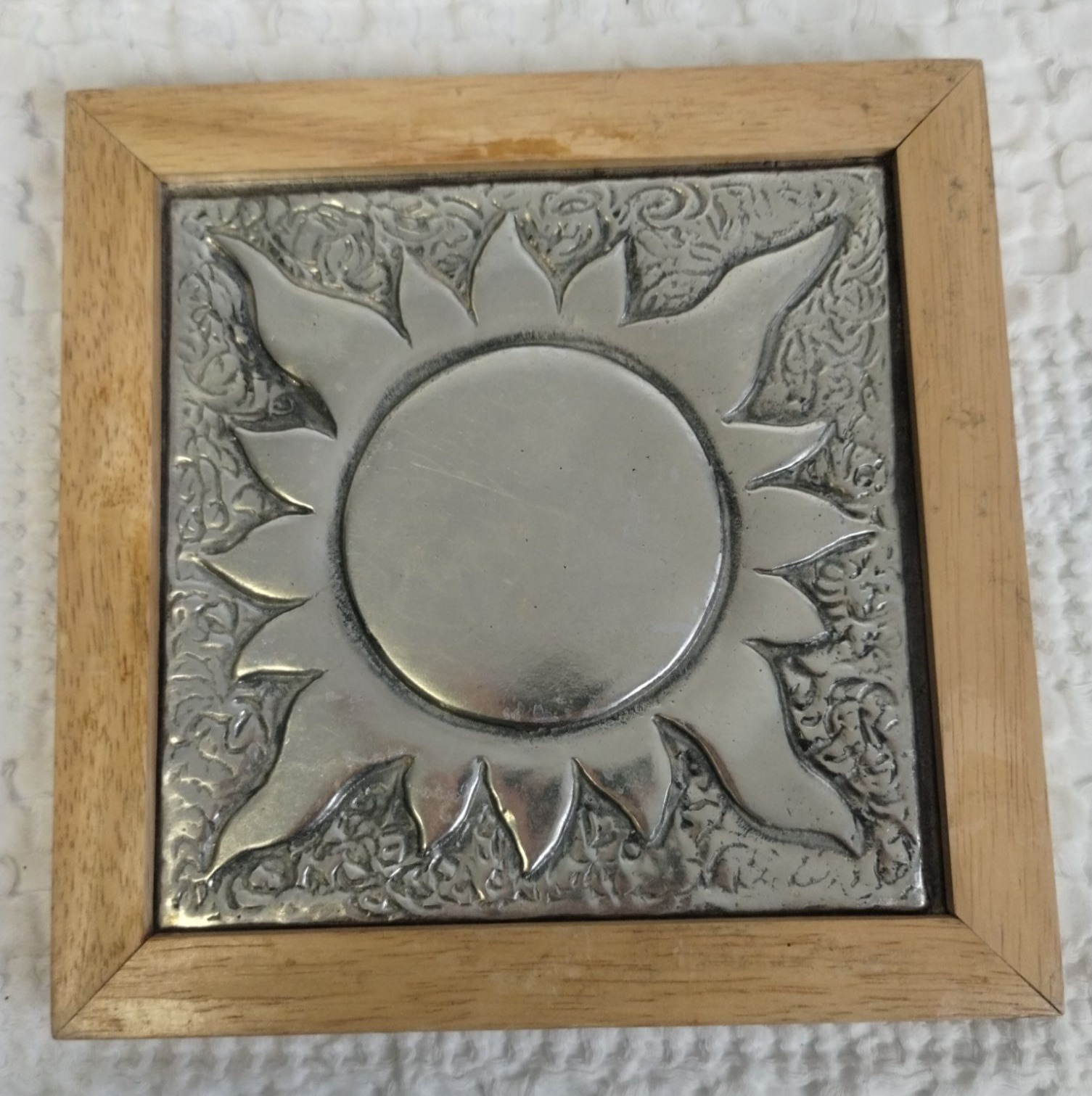Vintage Wooden Frame with Metal insert engraved with The SUN