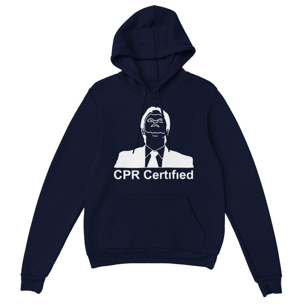 CPR Certified Hoodie Gift for Her Long Sleeve Pullover Hoodie Gift for Him Dwight Schrute Hoodies for Men Unisex Graphic Hoodie Funny Gifts — back view thumbnail