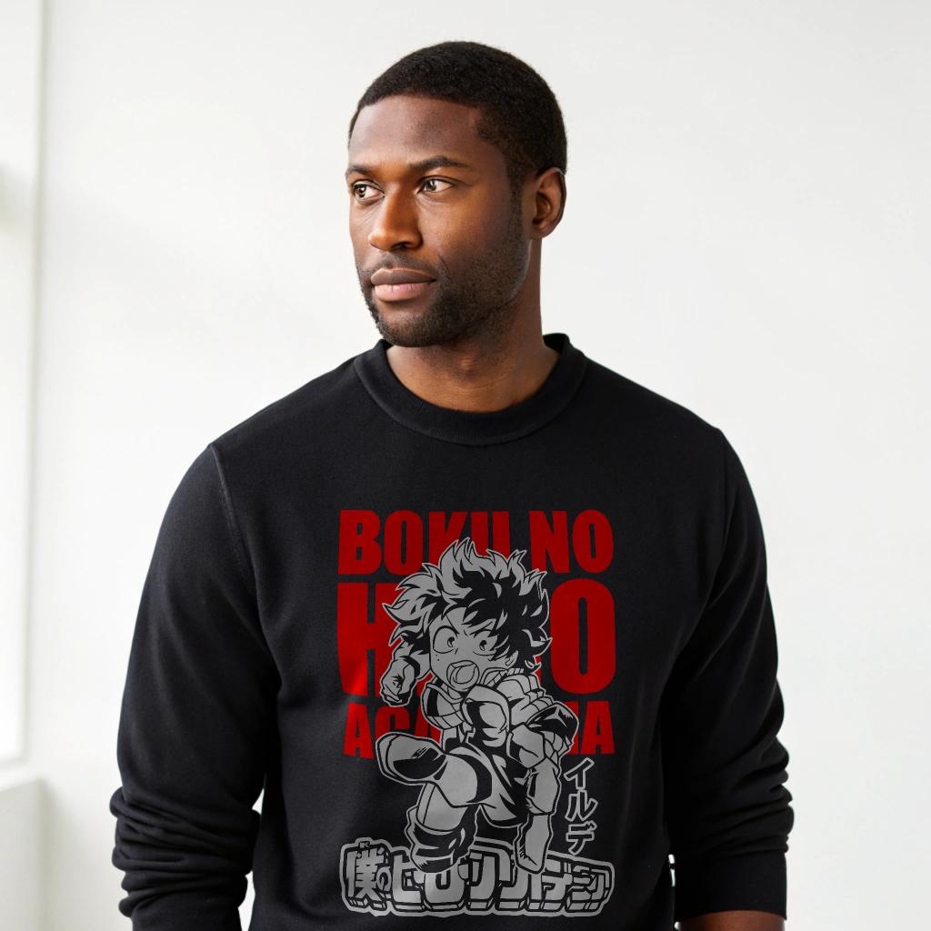 My Hero Academia Izuku Midoriya Crewneck Sweatshirt Unisex S-4XL — back view thumbnail