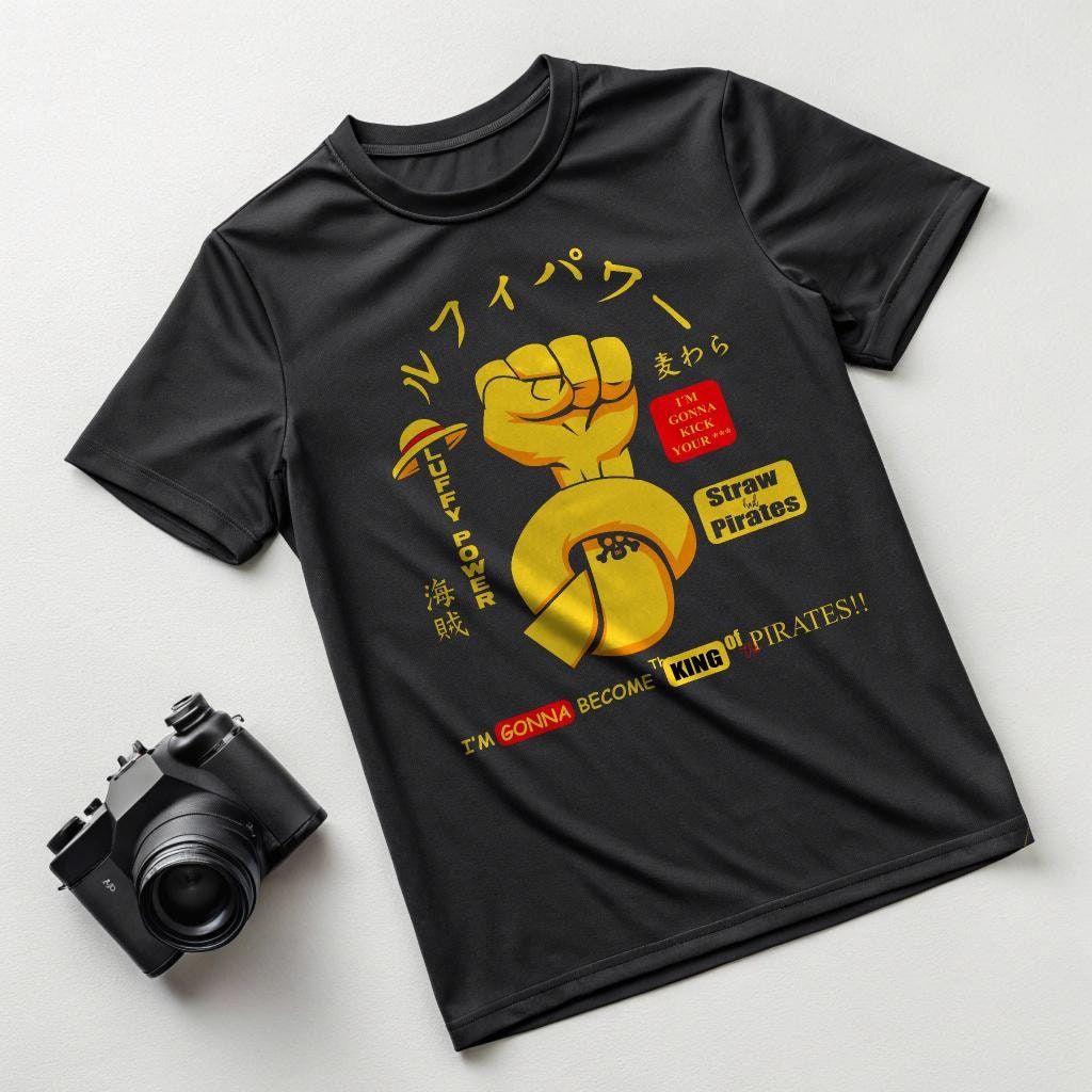 Conquer the Seas with Luffy: Ultimate Anime Power T-Shirt — front view
