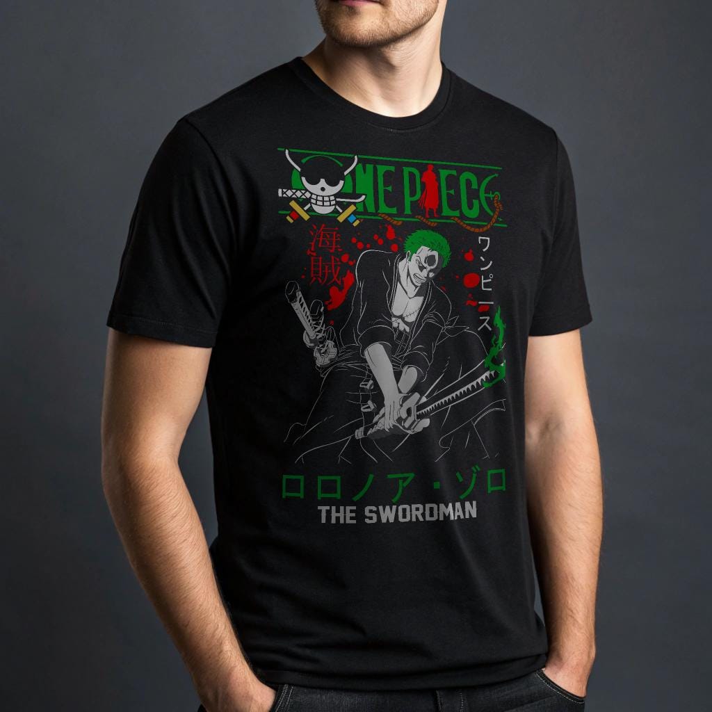 One Piece Zoro T-Shirt - Anime Graphic Tee for Fans - Unisex Black Shirt (S-5XL) - Free Shipping — back view thumbnail