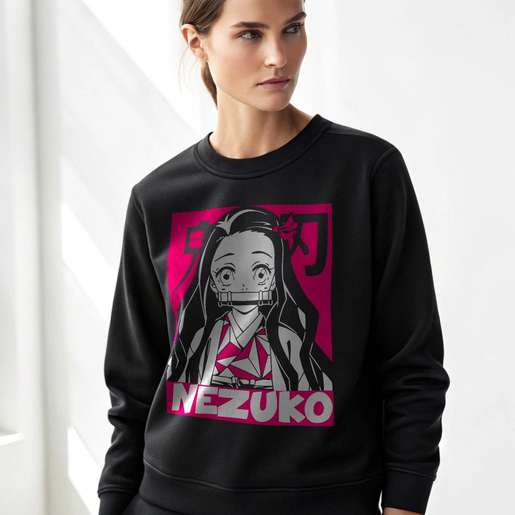 Nezuko Kamado Crewneck Sweatshirt - Vibrant Anime & Manga Fan Merch, Available in Sizes S-4XL — back view thumbnail