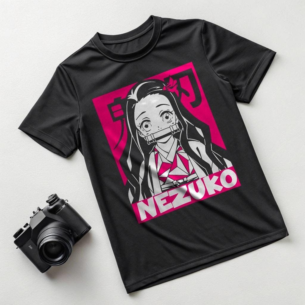 Nezuko Graphic Anime T-Shirt Black Short Sleeve Unisex — front view