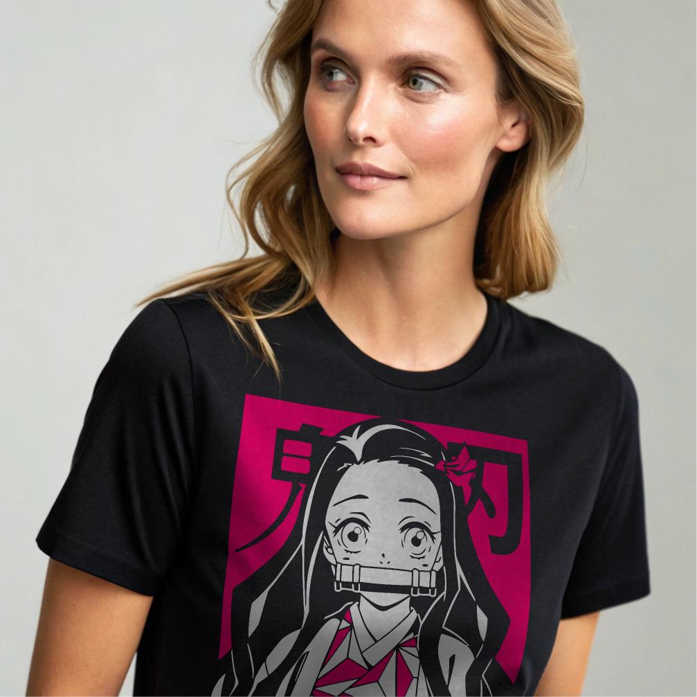 Nezuko Graphic Anime T-Shirt Black Short Sleeve Unisex — back view thumbnail