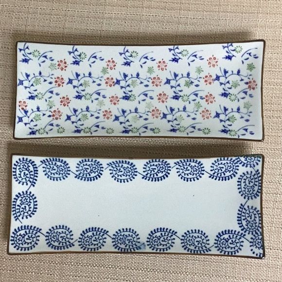 Set of 2 Ceramic Vanity Trays 10 1/2” x 4” (246)
