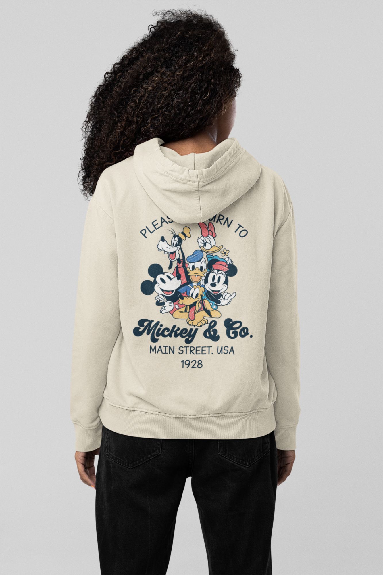 Disney Mickey & Co. Fleece Hoodie - Unisex S-4XL - Cotton/Poly Blend - Drawstring Hood - Rib Knit Cuffs & Waistband — front view