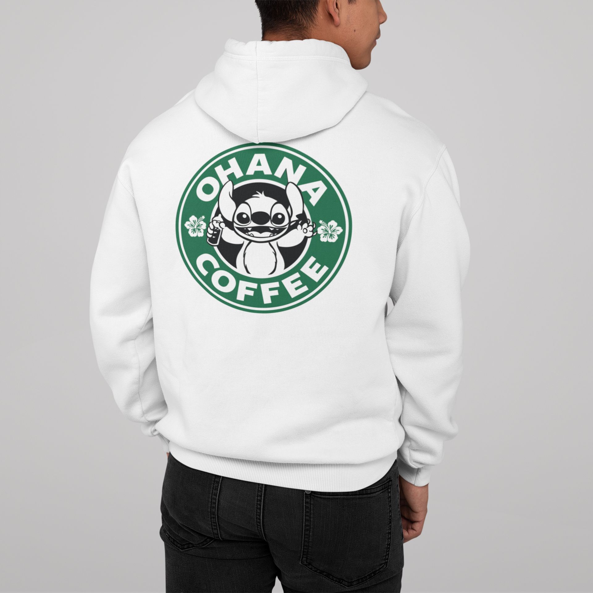 Ohana Coffee Hoodie & Tee With Fun Stitch-Inspired Design — back view thumbnail