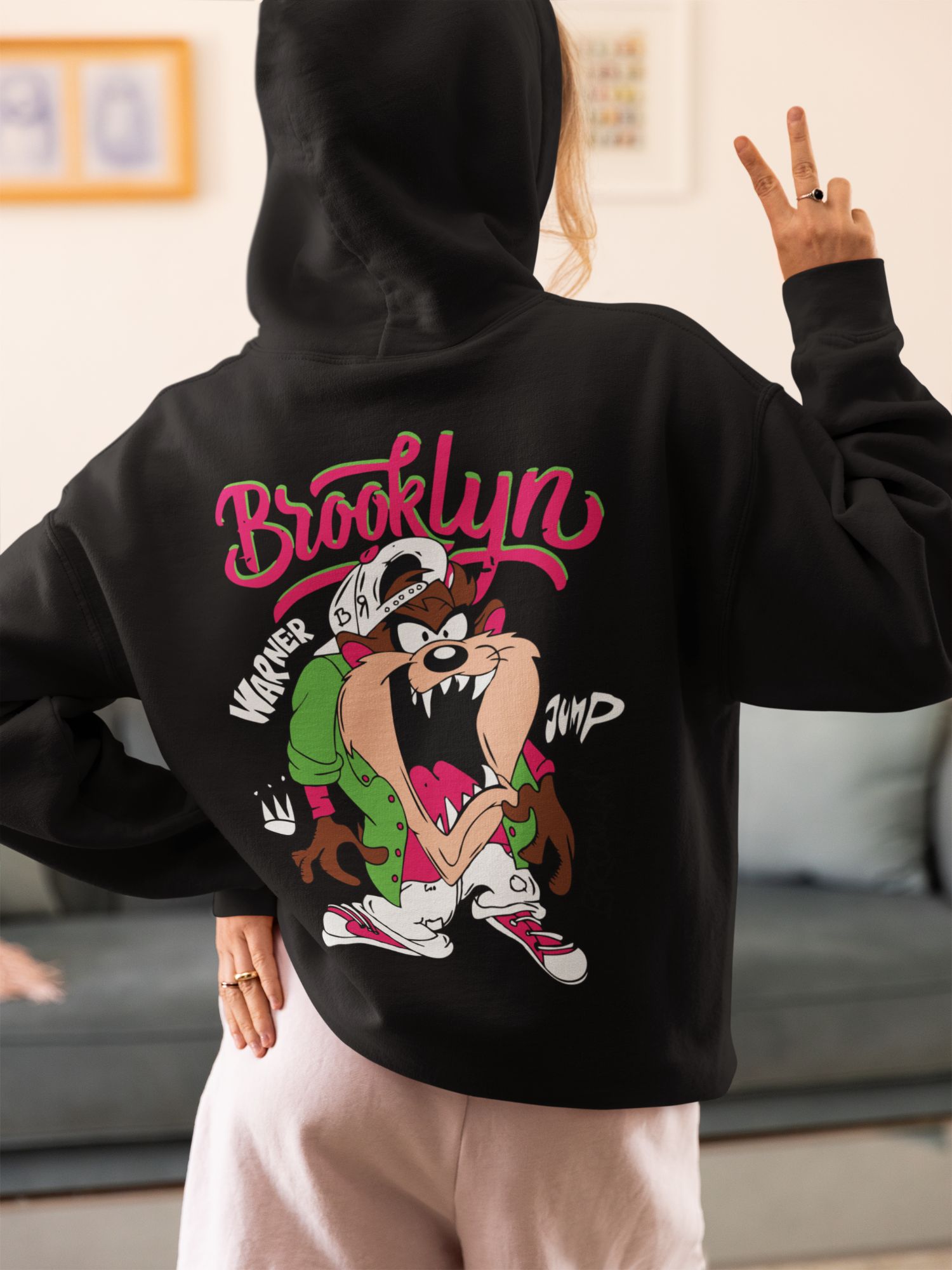 Brooklyn Warner Bros Cartoon Hoodie & T-Shirt Featuring Taz 90s Style