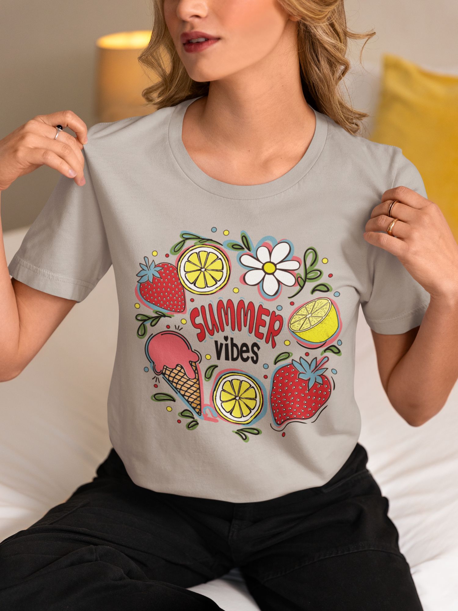 Summer Vibes Graphic Tee - Everyday Cotton T-Shirt 100% Cotton Pre-Shrunk Relaxed Fit Available In Multiple Colors & Sizes — back view thumbnail