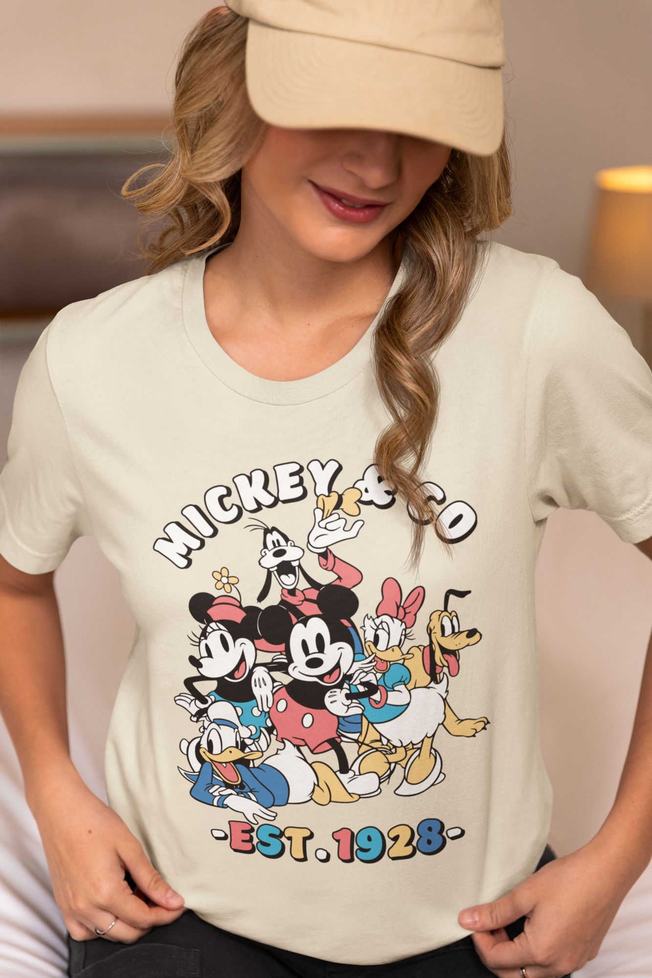 Mickey & Co Graphic Tee With Retro Disney Characters 100% Cotton For Comfort & Durability Multiple Colors & Sizes Available — front view