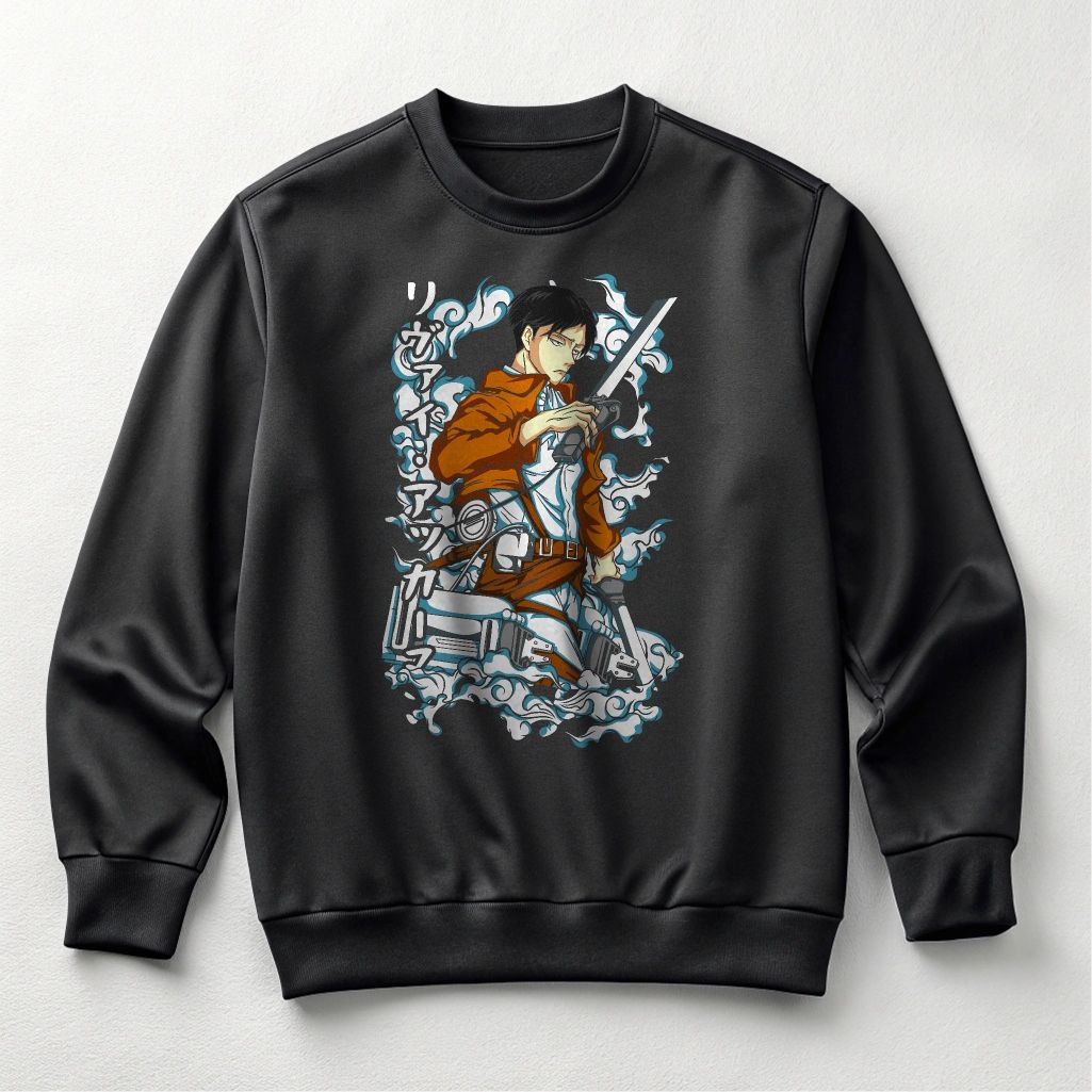 Attack on Titan Levi Ackerman Crewneck - Anime Soldier Graphic Sweatshirt, Unisex, Sizes S-4XL — front view