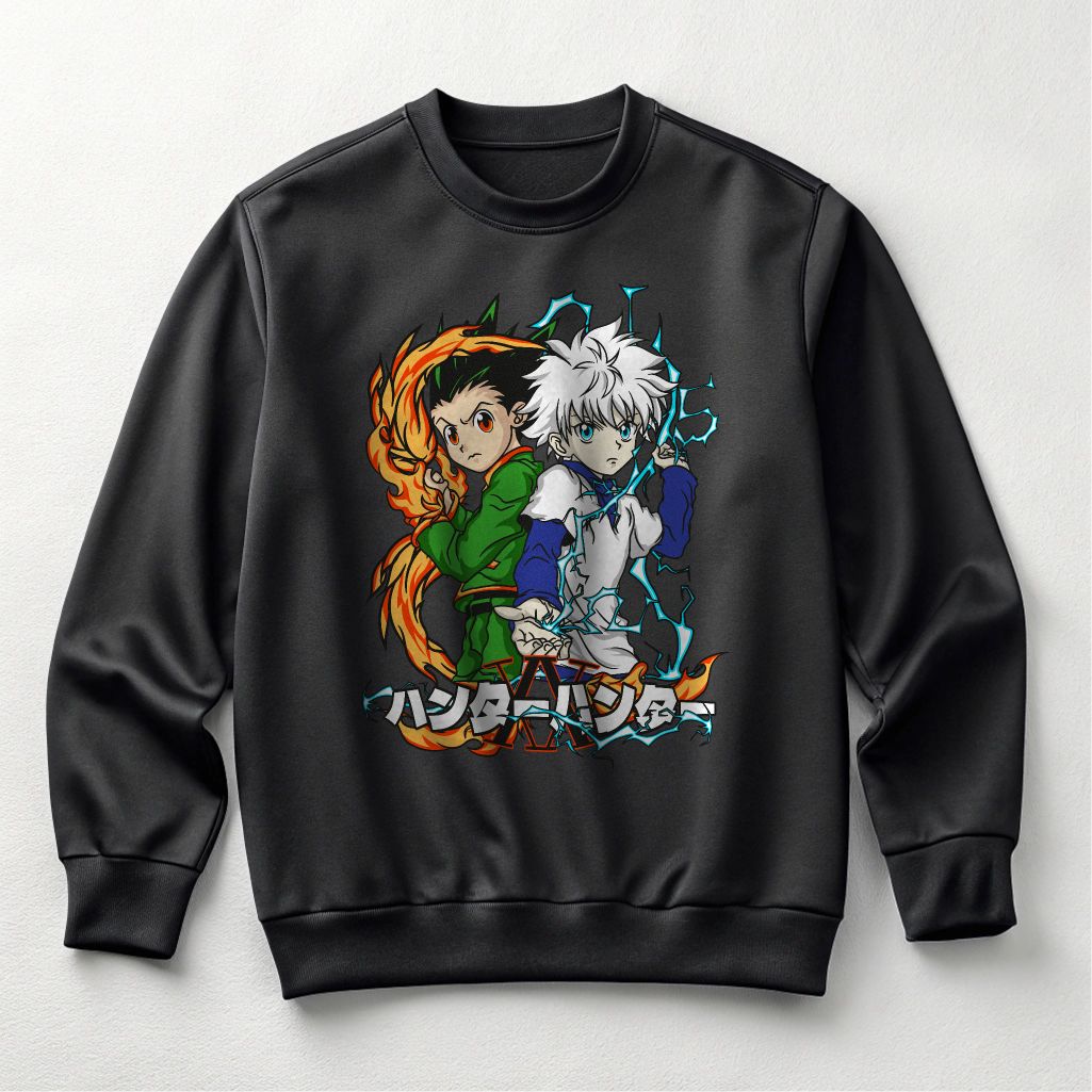 Hunter x Hunter Gon and Killua Crewneck - Anime Duo Graphic Sweatshirt, Unisex, Sizes S-4XL — front view
