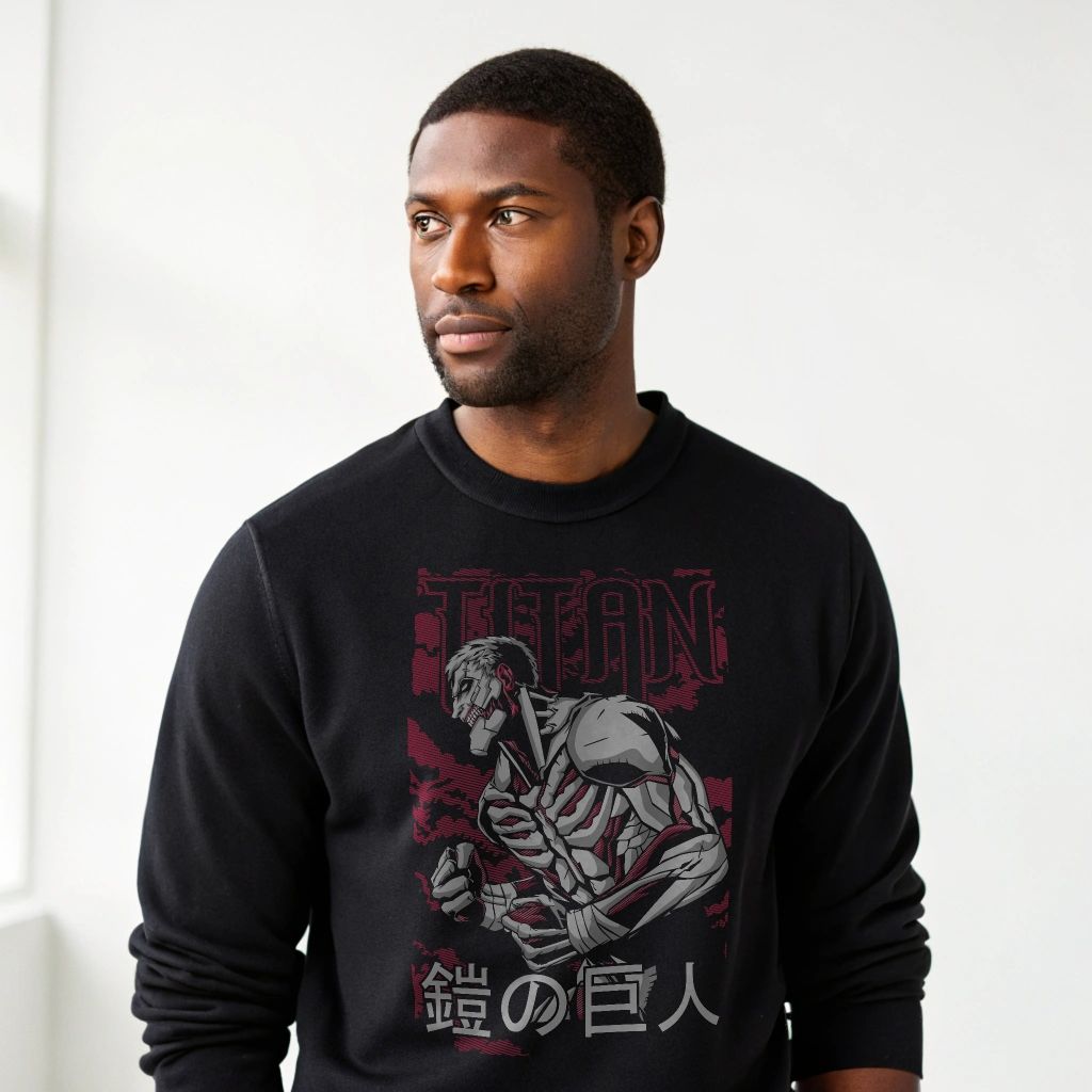 Attack On Titan Armored Titan Crewneck Anime Graphic Sweatshirt Unisex S-4XL — front view