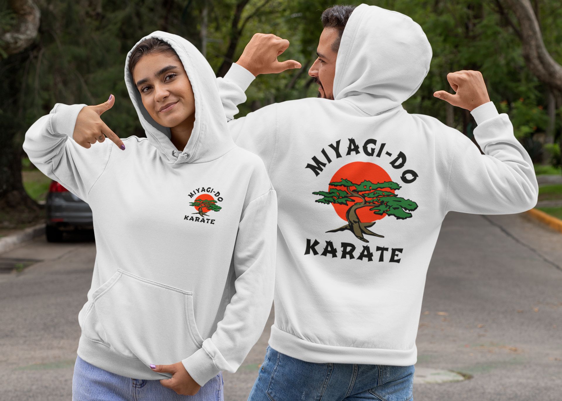 Miyagi-Do Karate Hoodie Sweatshirt With Graphic Design — front view
