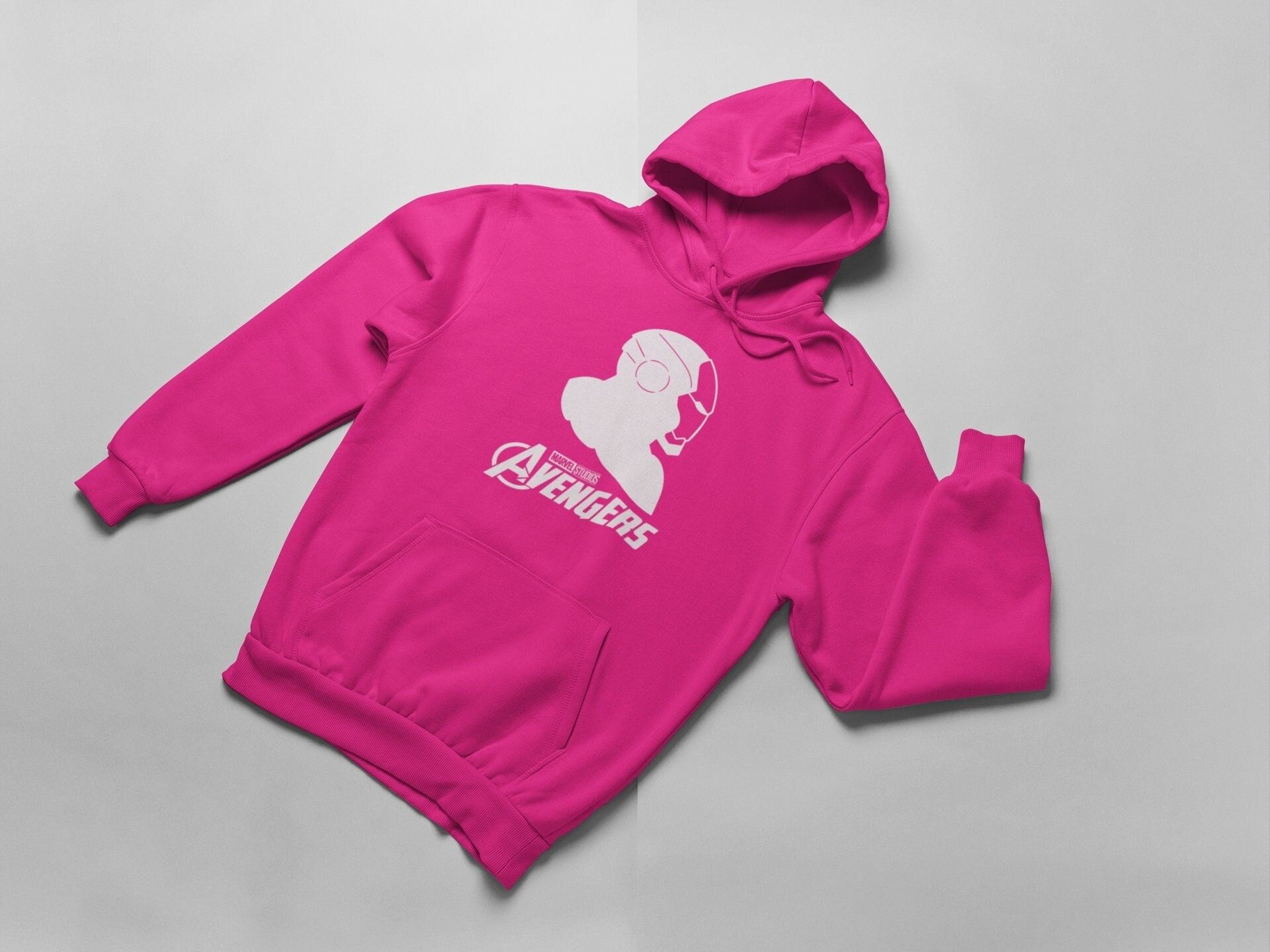 Iron-Man Silhouette Hoodie Gift for Him Marvel Inspired Hoodie Avengers Gift Unisex Long Sleeve Hoodie Gift for Her Aesthetic Clothes — back view thumbnail