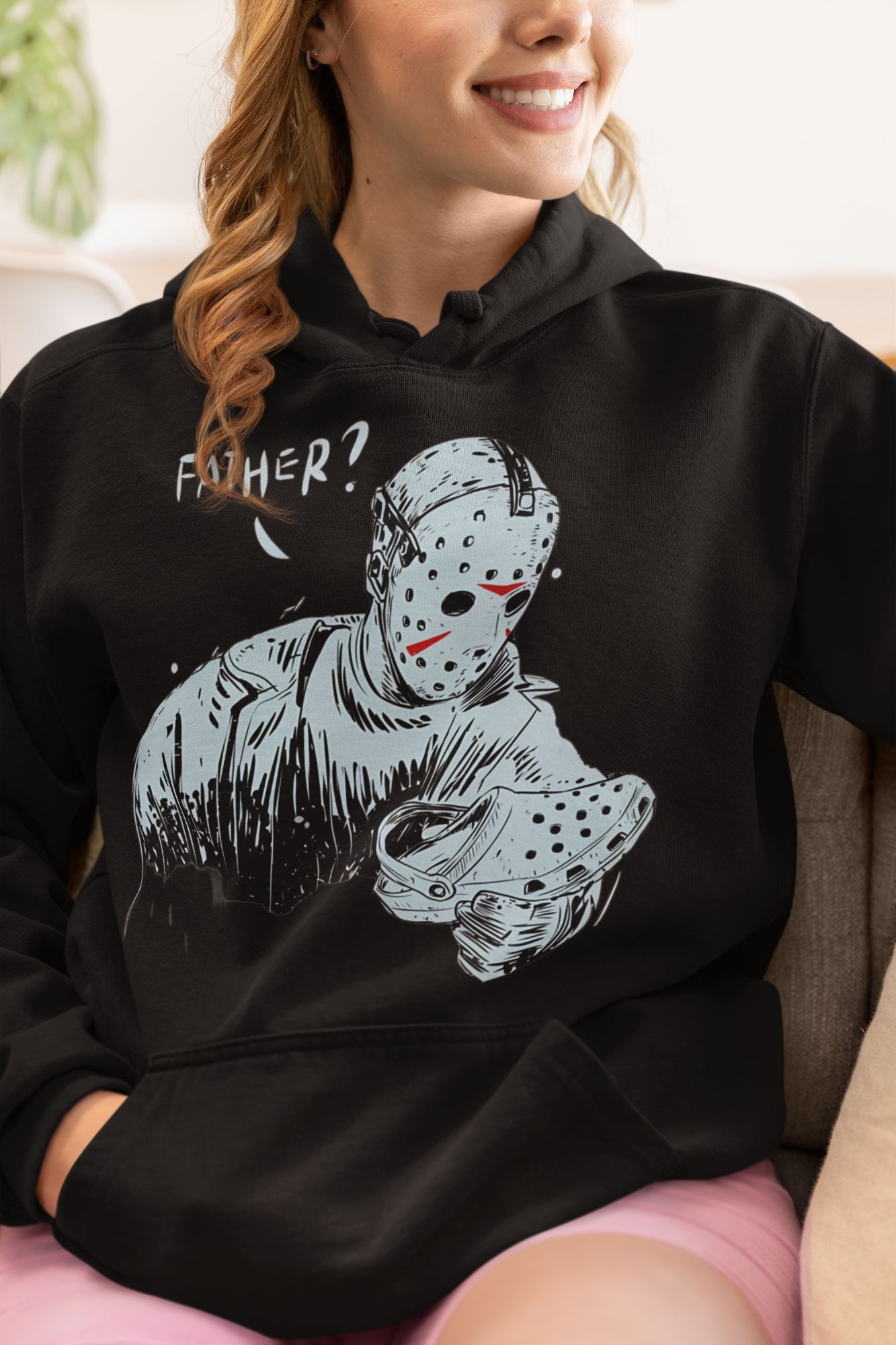 Father? Horror Graphic Tee Hoodie Sweatshirt Unisex — front view
