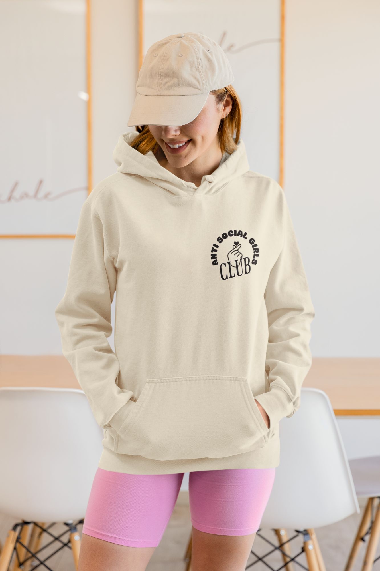 Anti Social Girls Club Hoodie With Front & Back Graphics In Various Colors — back view thumbnail