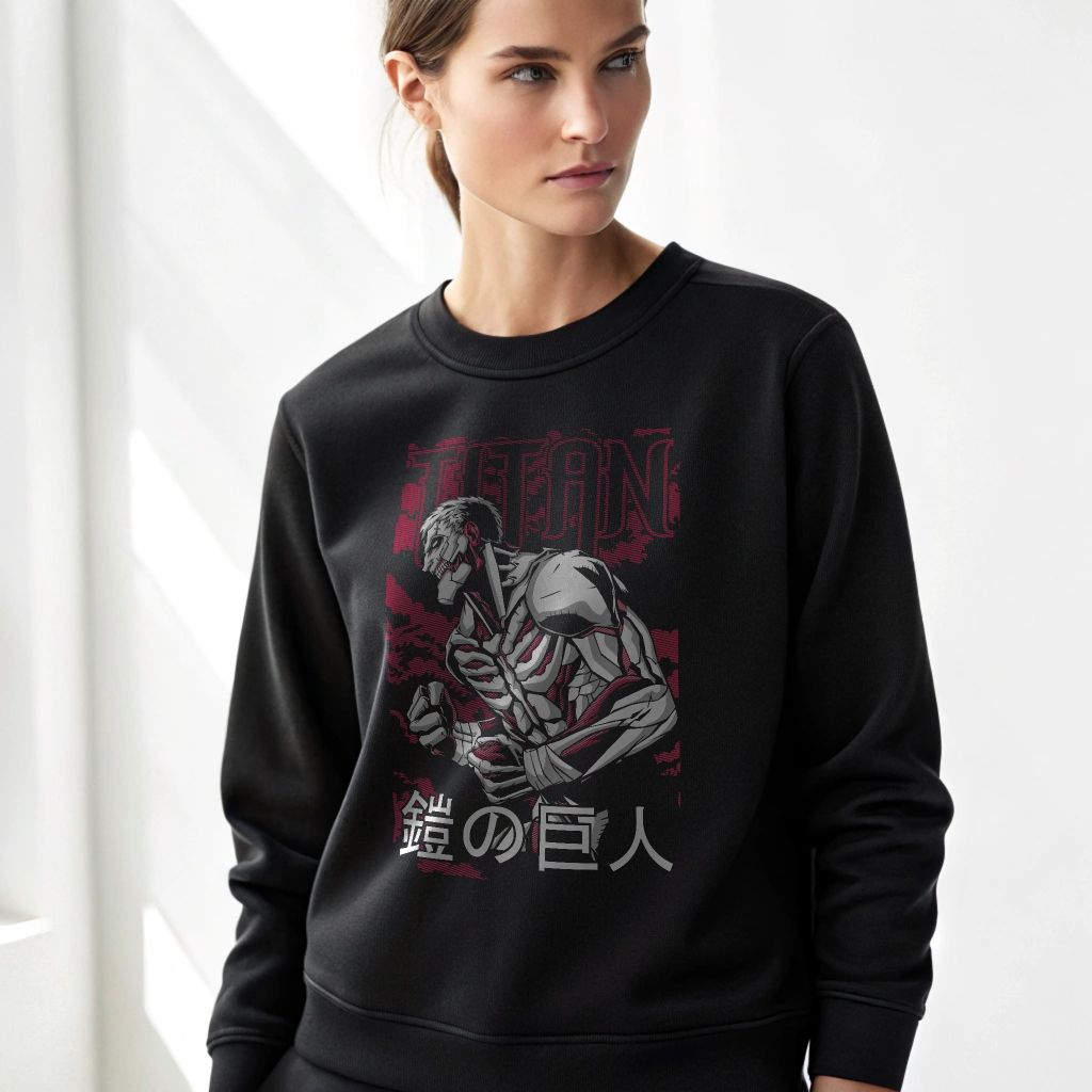 Attack On Titan Armored Titan Crewneck Anime Graphic Sweatshirt Unisex S-4XL — back view thumbnail