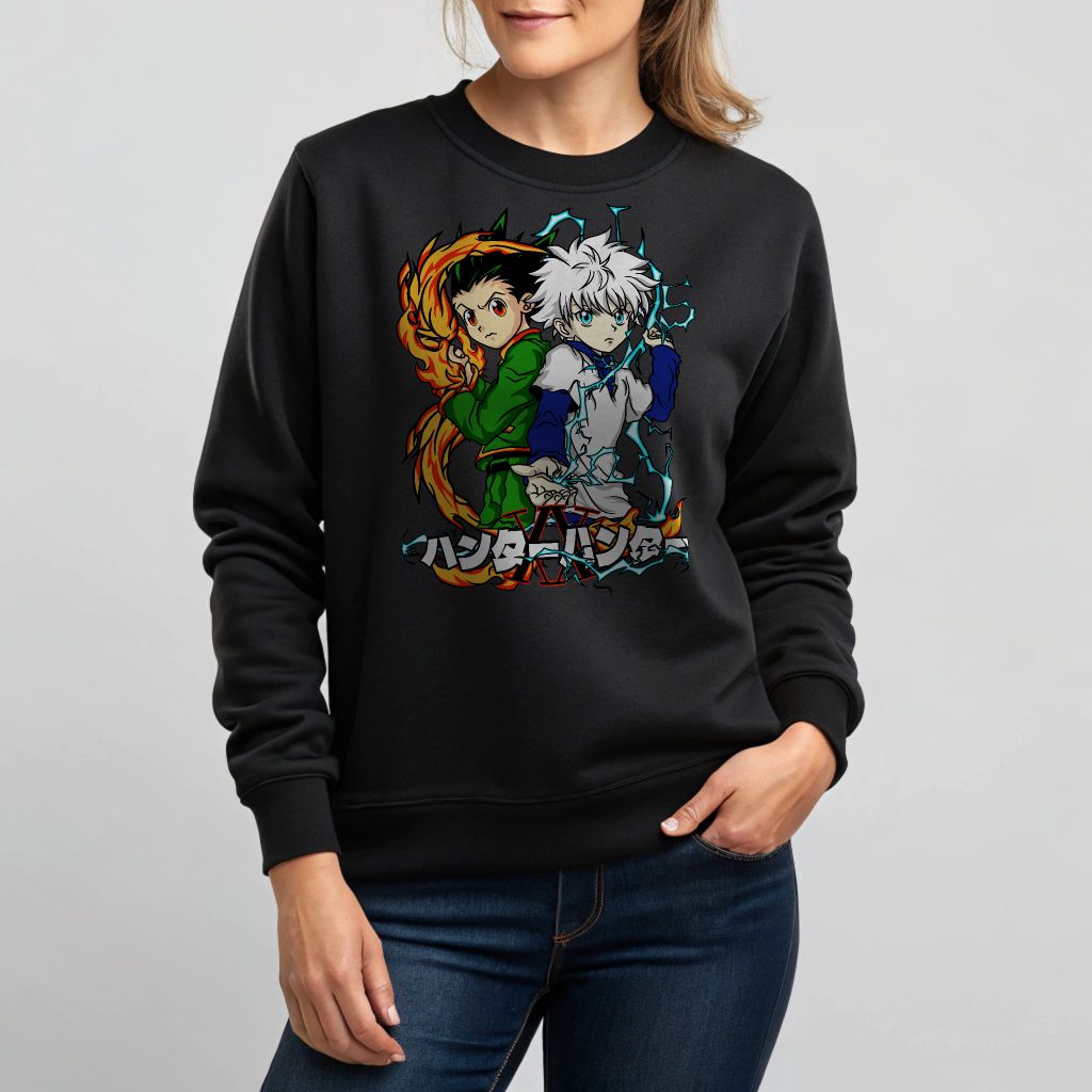 Hunter x Hunter Gon and Killua Crewneck - Anime Duo Graphic Sweatshirt, Unisex, Sizes S-4XL — back view thumbnail