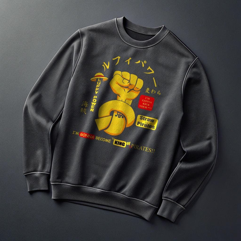 King of Pirates Luffy Crewneck - Anime Sweatshirt for Men and Women — front view