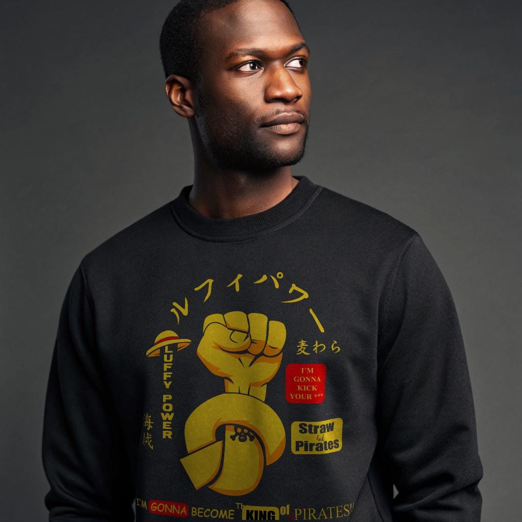 King of Pirates Luffy Crewneck - Anime Sweatshirt for Men and Women — back view thumbnail
