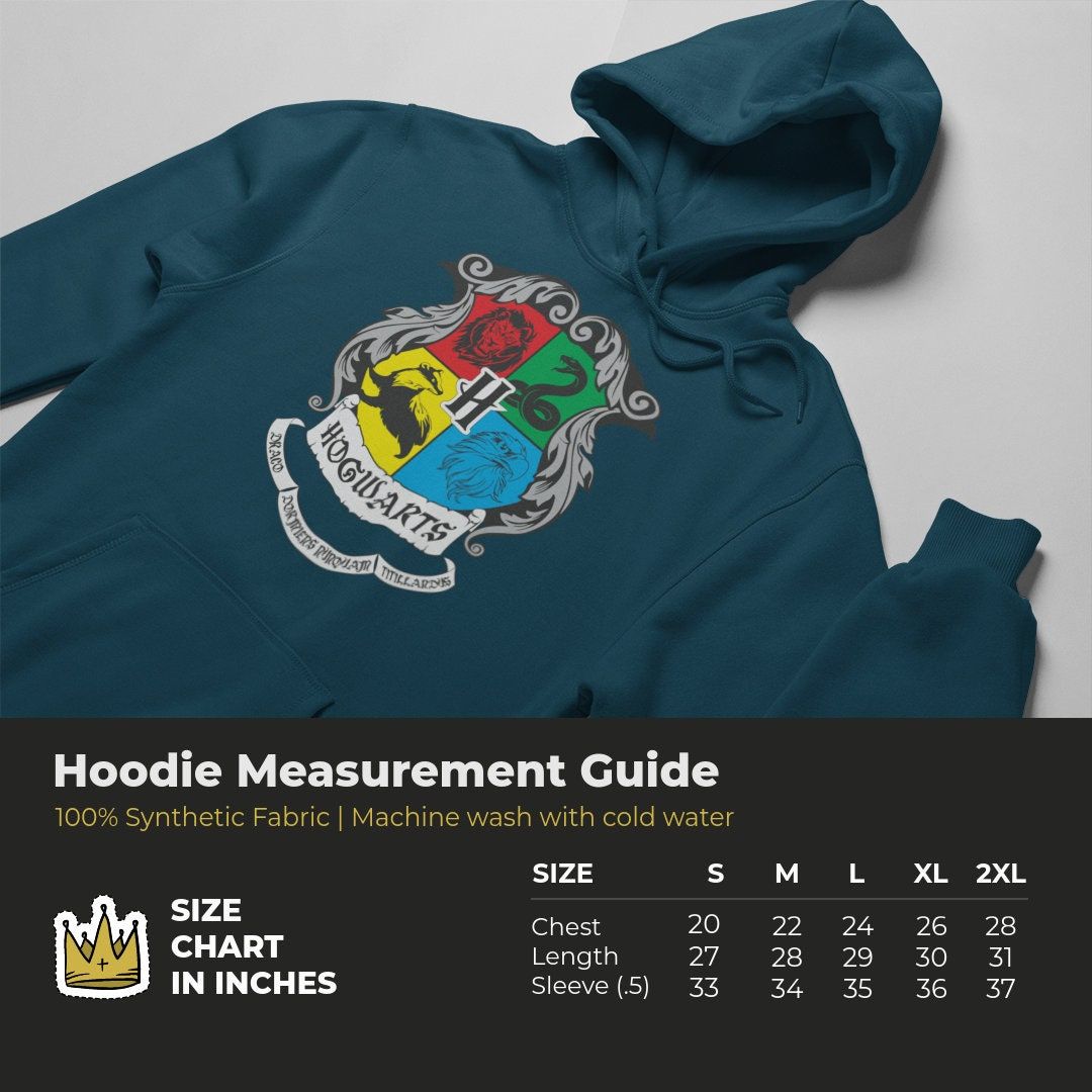 Hogwarts Crest Hoodie Aesthetic Clothes Trendy Hoodie Gift for Her Four Houses Emblem Unisex Cotton Hoodie Gift for Him Oversized Hoodie — back view thumbnail