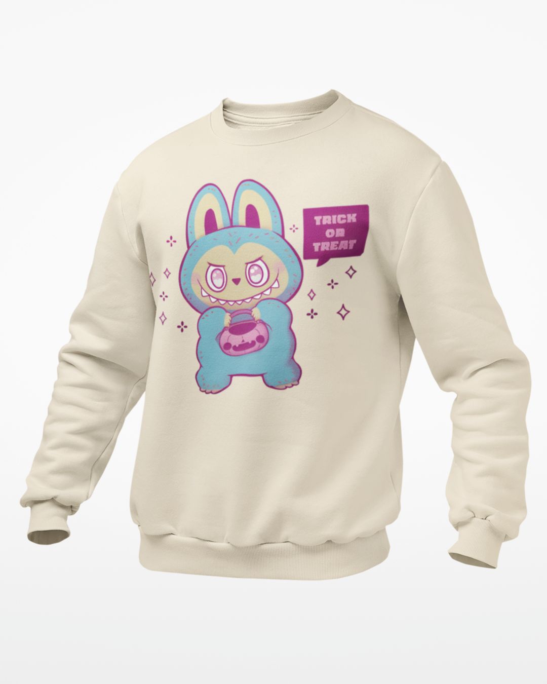 Trick Or Treat Labubu Graphic Sweatshirt/Hoodie/T-Shirt In Vibrant Colors — front view