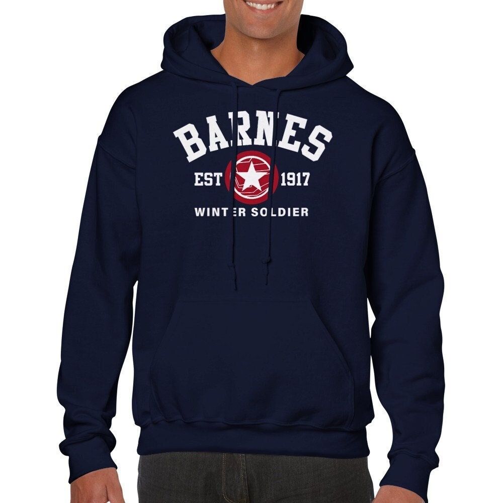 Marvel Mcu Barnes Est 1917 Winter Soldier Classic Unisex Pullover Hoodie Gift for Her Aesthetic Clothes Oversized Hoodie Gift for Him — front view
