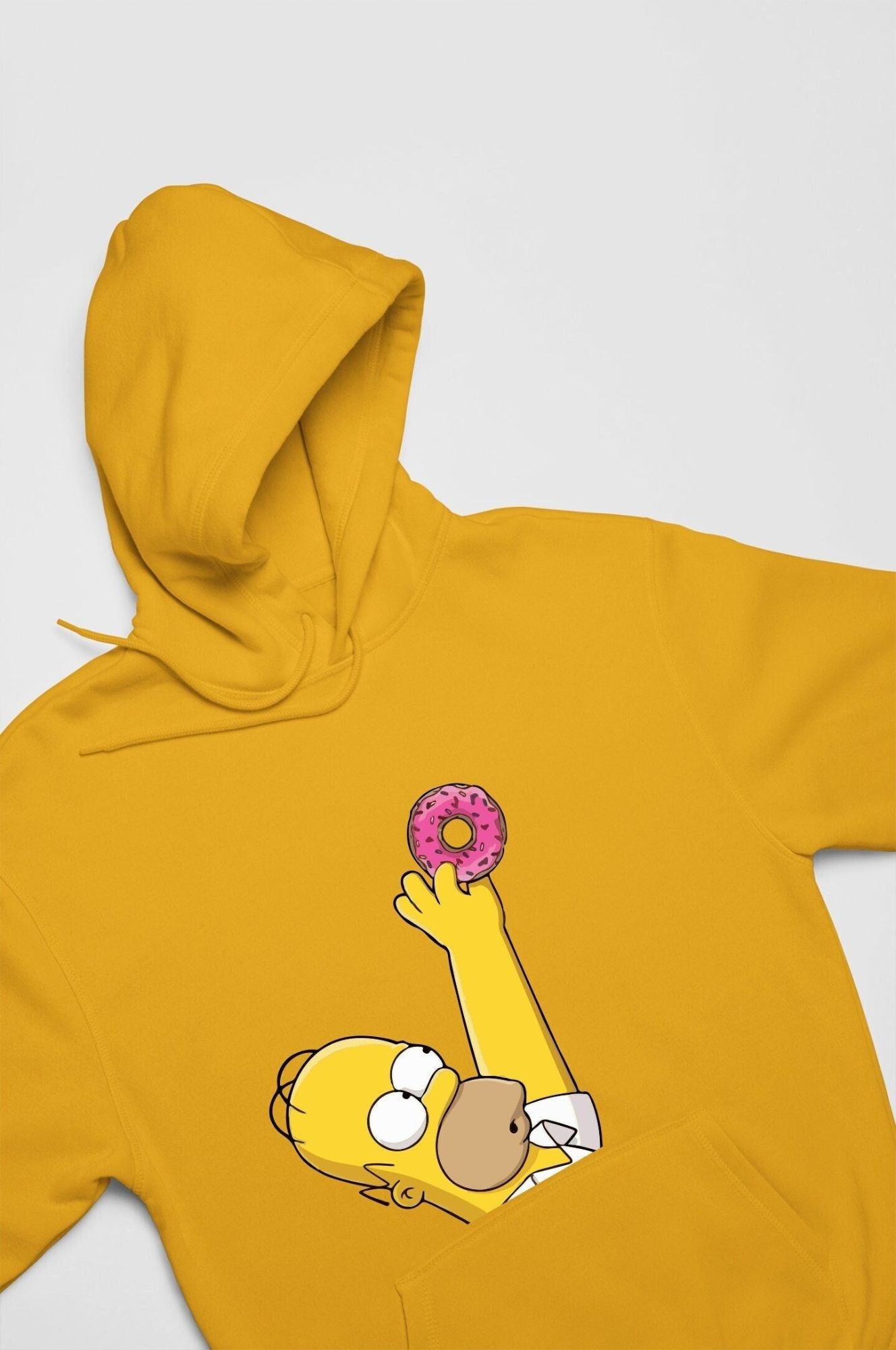 Homer Simpson Donut Graphic Hoodie Gift for Her Unisex Long Sleeve Hoodie Gift for Him Aesthetic Clothes Oversized Hoodie Graphic Design — front view