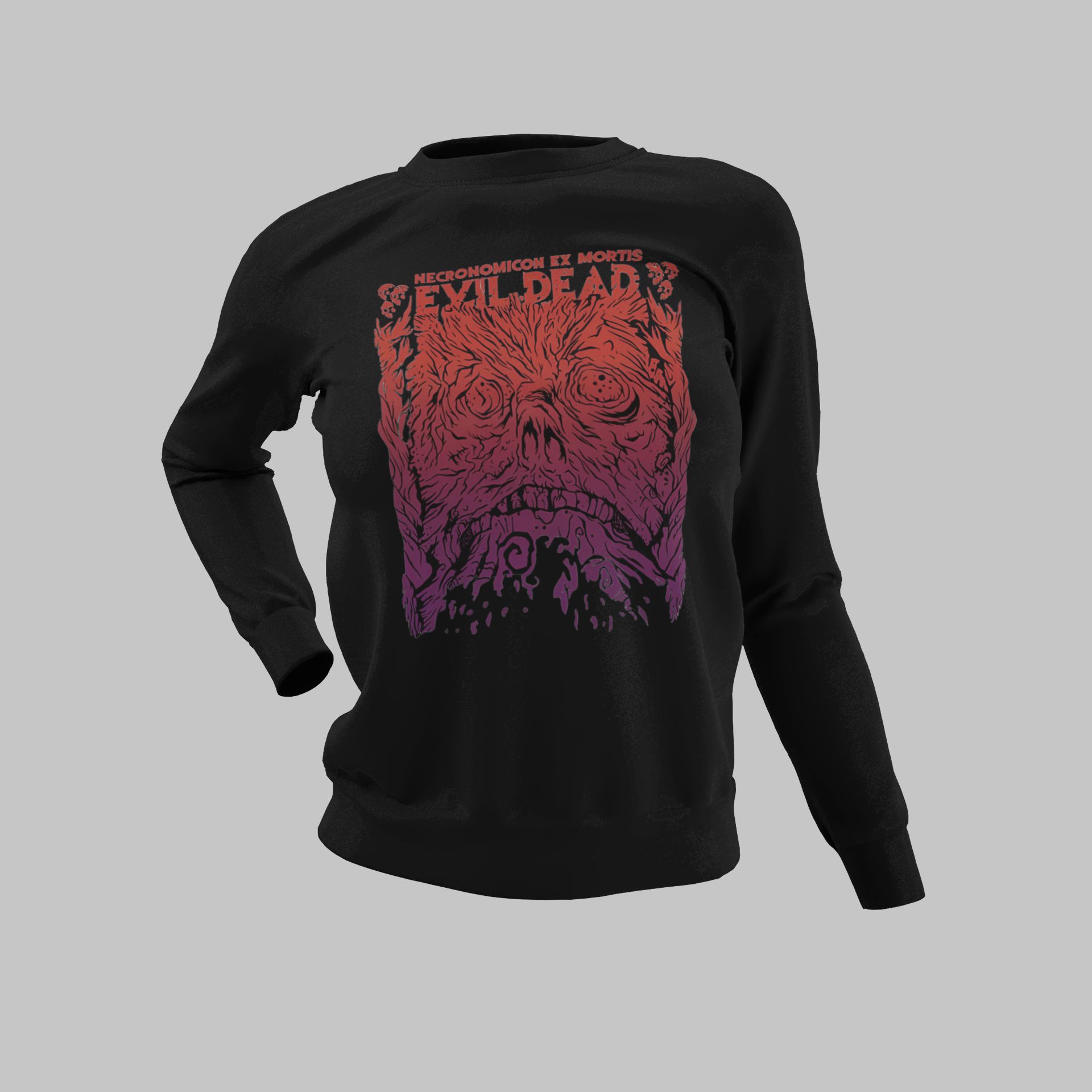 Evil Dead Necronomicon Ex-Mortis Graphic Apparel - Sweatshirt Hoodie & T-Shirt Options - Unisex Black — back view thumbnail