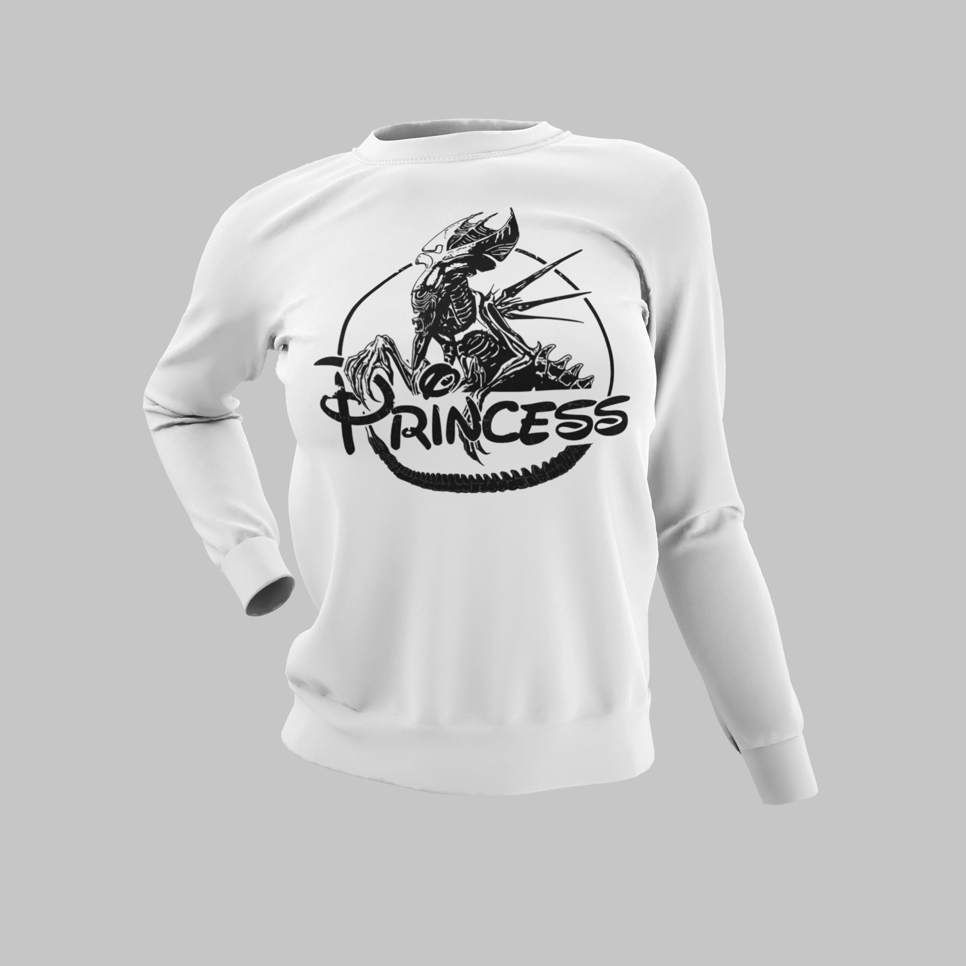 Alien Princess Graphic Sweatshirt / Hoodie / T-Shirt Unisex Fit Cotton Blend Available In Multiple Colors — front view