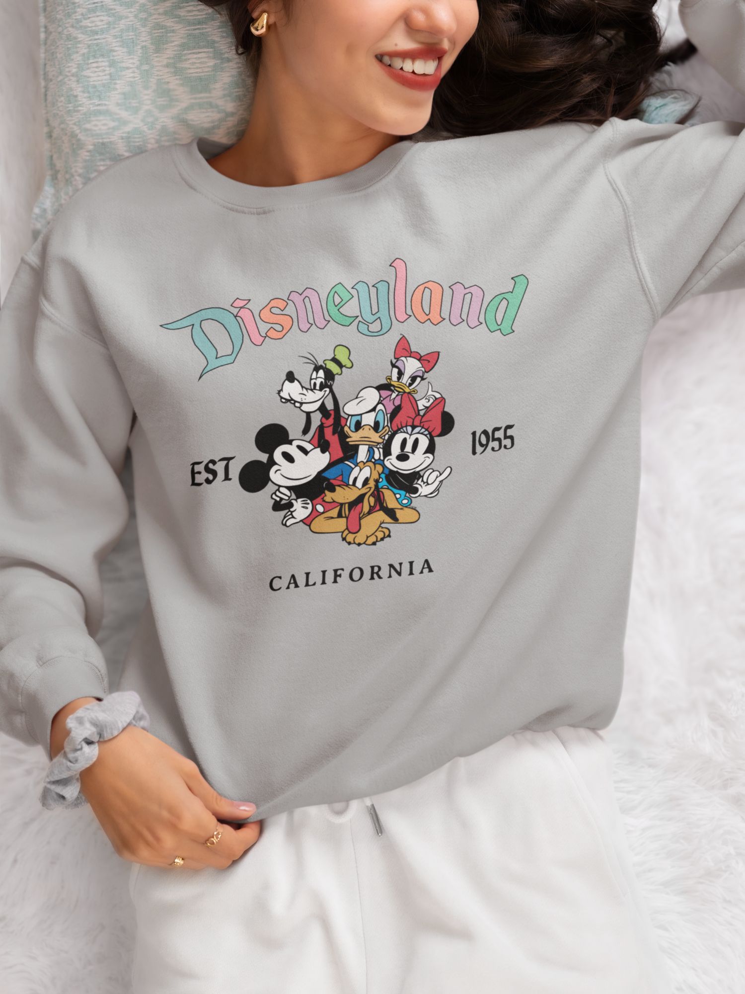 Disneyland California Sweatshirt With Mickey & Friends Graphic Print — back view thumbnail